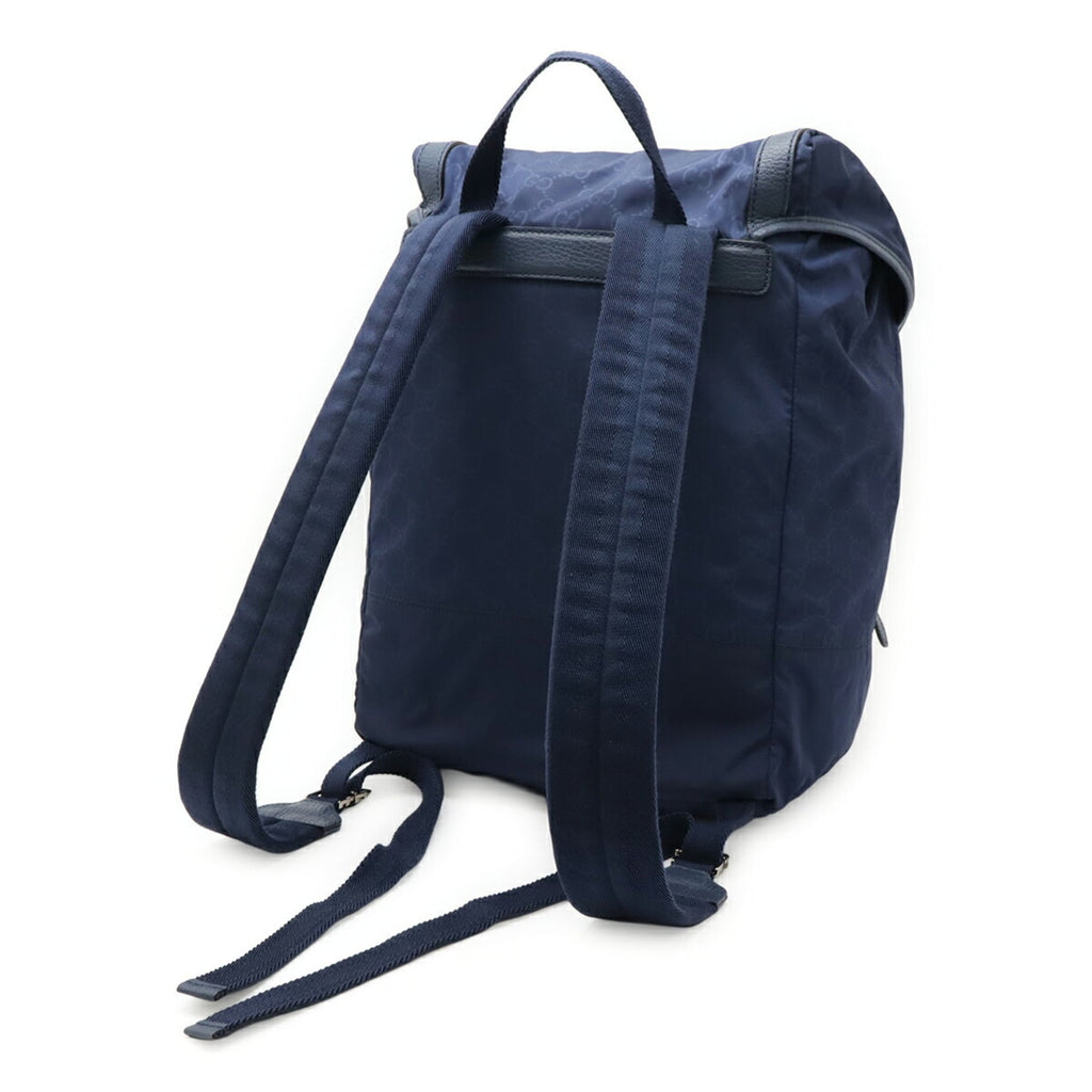 Gucci Navy Nylon Leather Backpack (Pre-Owned)