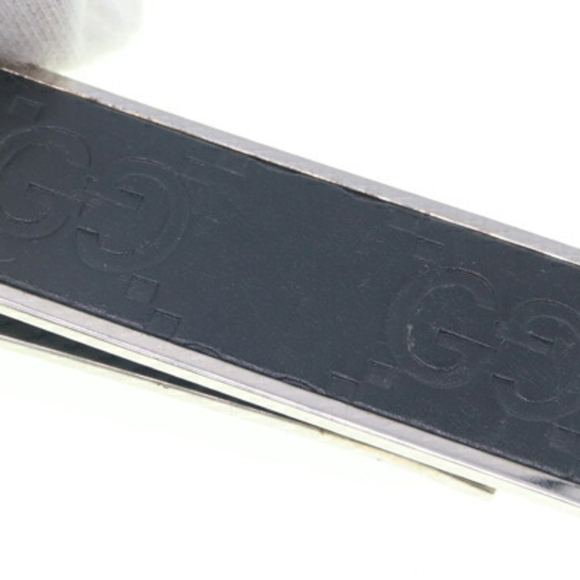 Gucci Silver Black Leather Metal Money Clip (Pre-Owned)