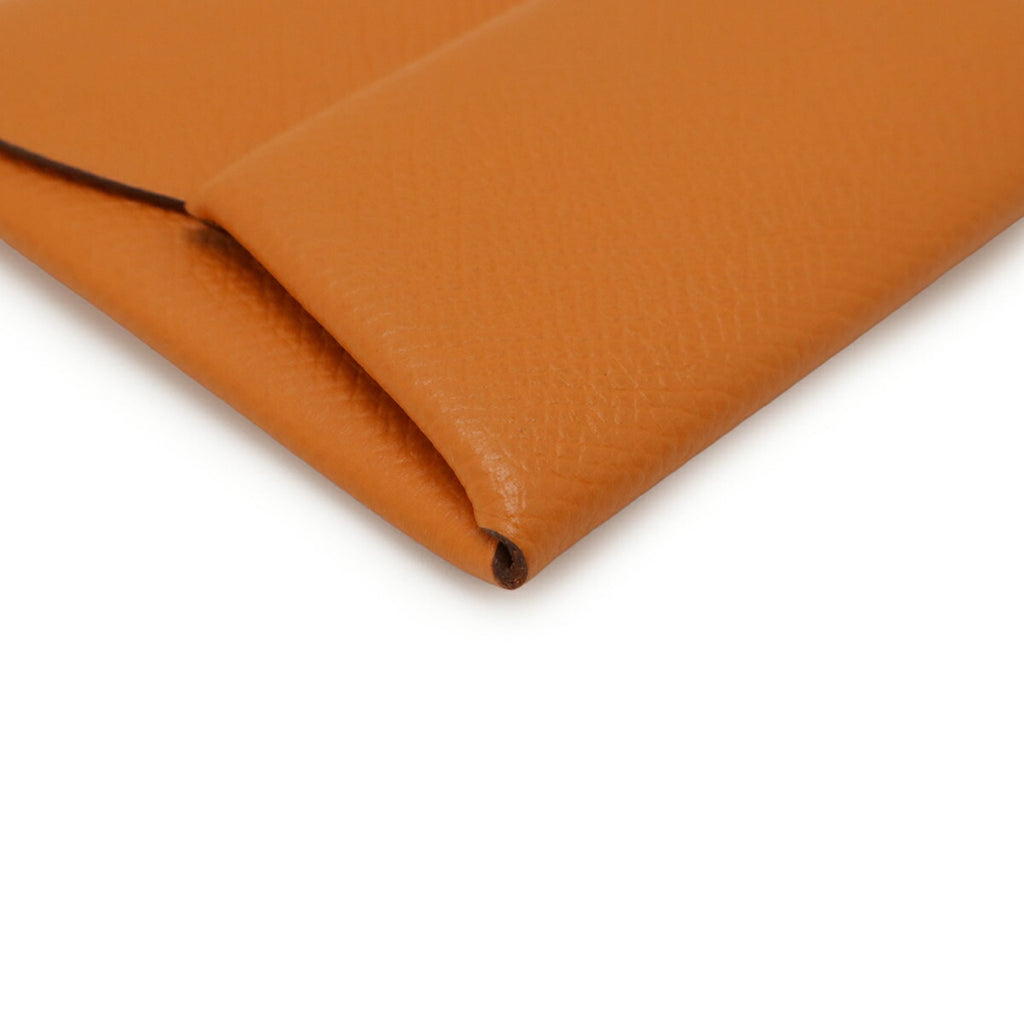 Hermes Orange Leather Coin Purse/Coin Case (Pre-Owned)