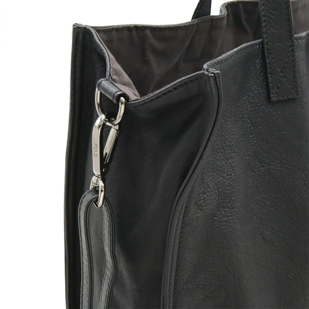 Fendi Black Leather Pouch Shoulder Bag Tote Bag (Pre-Owned)