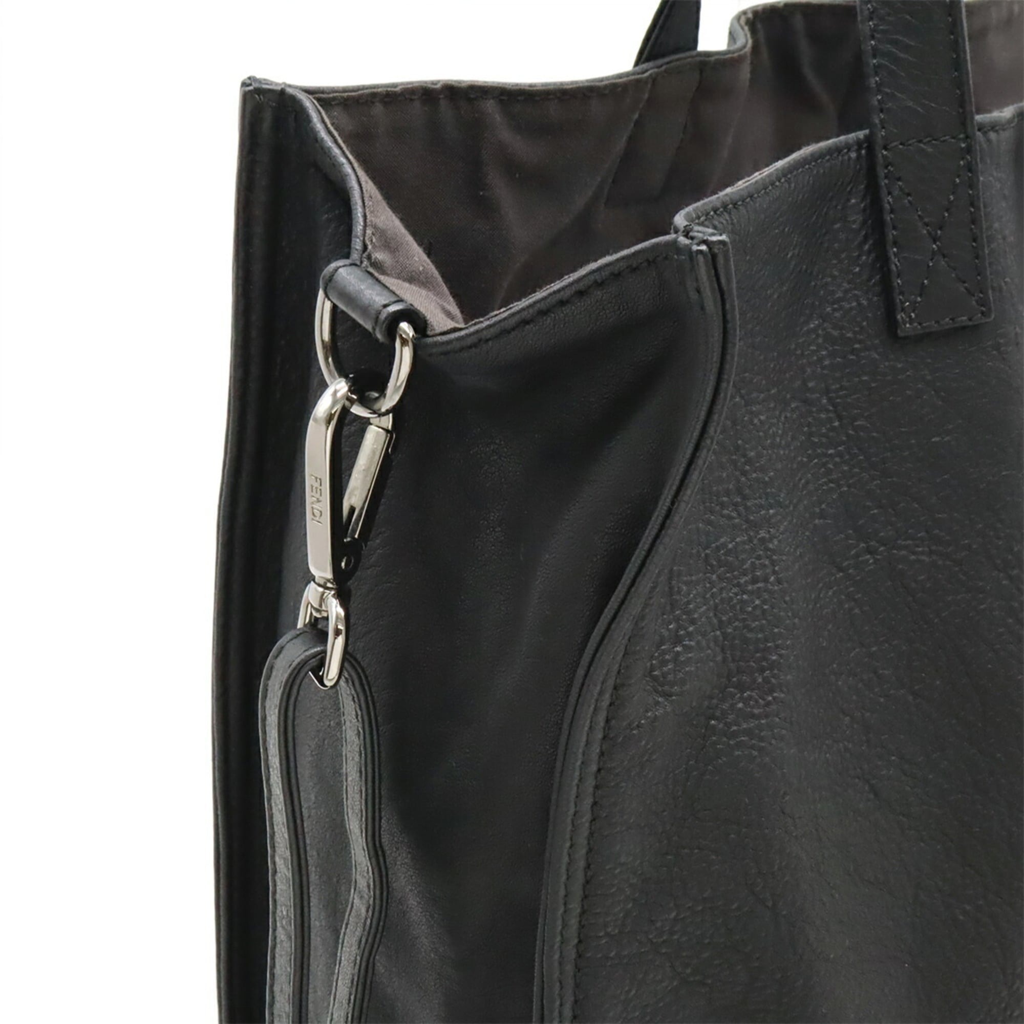 Fendi Black Leather Pouch Shoulder Bag Tote Bag (Pre-Owned)
