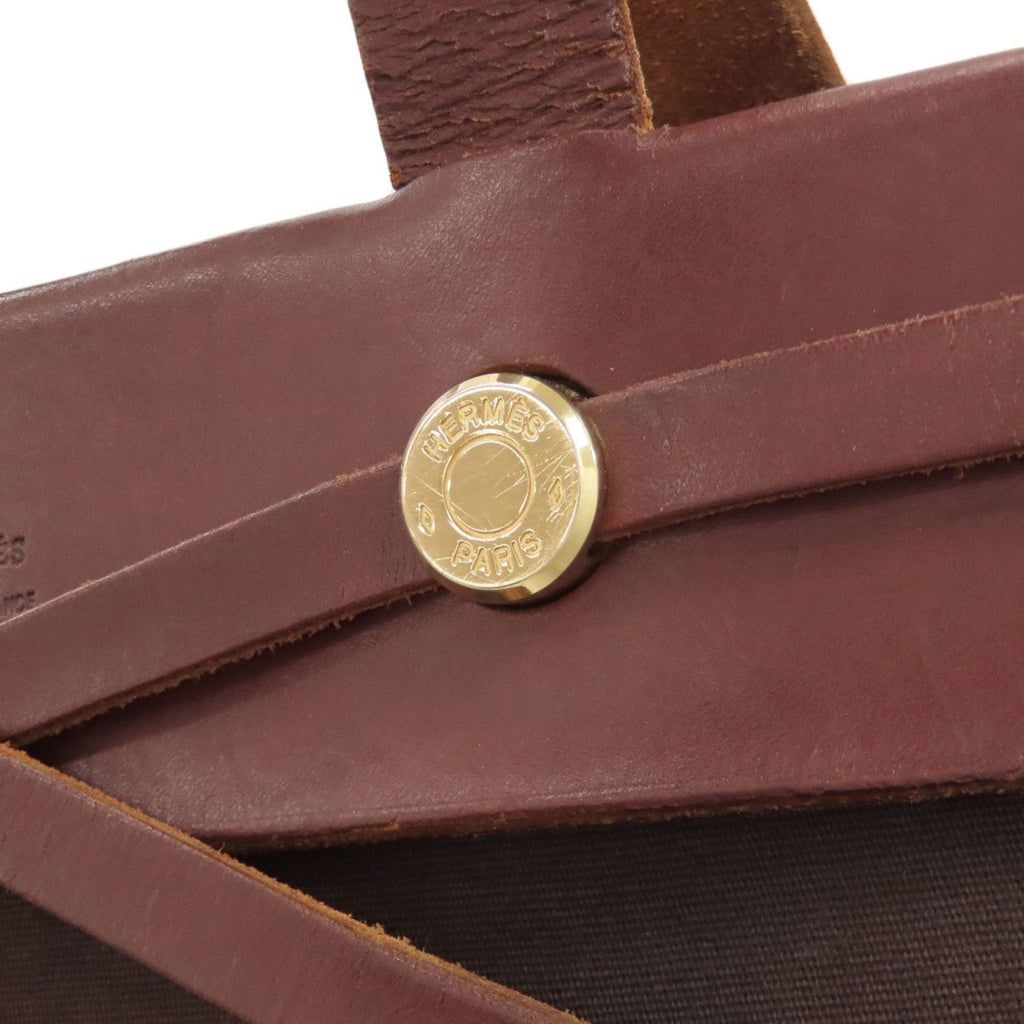 Hermes Brown Toile Officier Tote Bag (Pre-Owned)