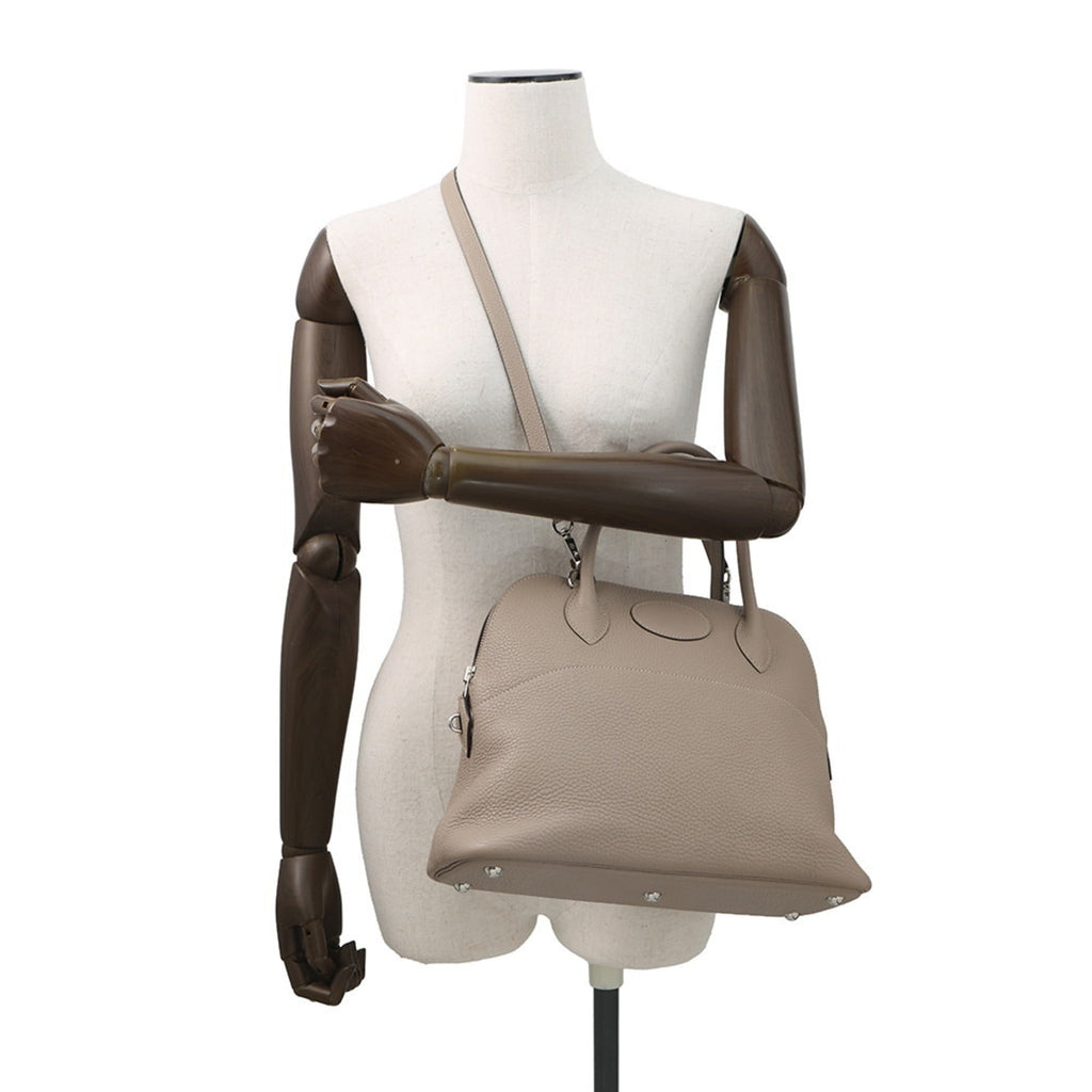 Hermes Bolide Gris Tourterelle Taurillon Clemence Leather Handbag (Pre-Owned)
