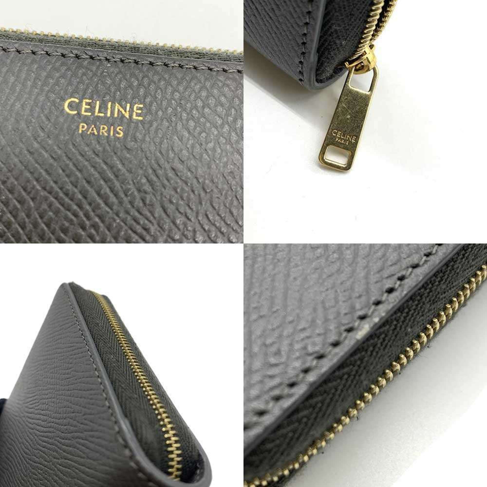 Celine Gray Leather Long Wallet (Bi-Fold) (Pre-Owned)