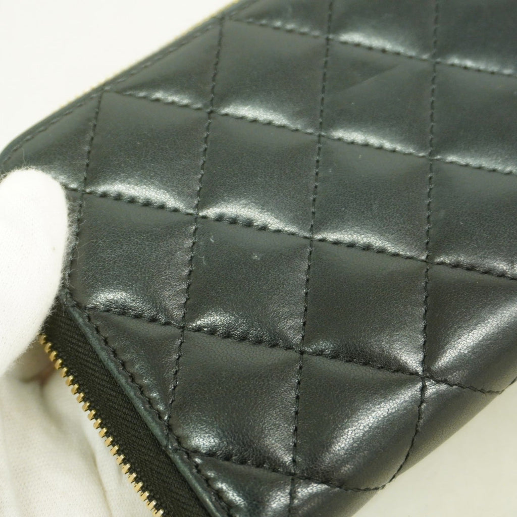 Chanel Black Leather Long Wallet (Bi-Fold) (Pre-Owned)