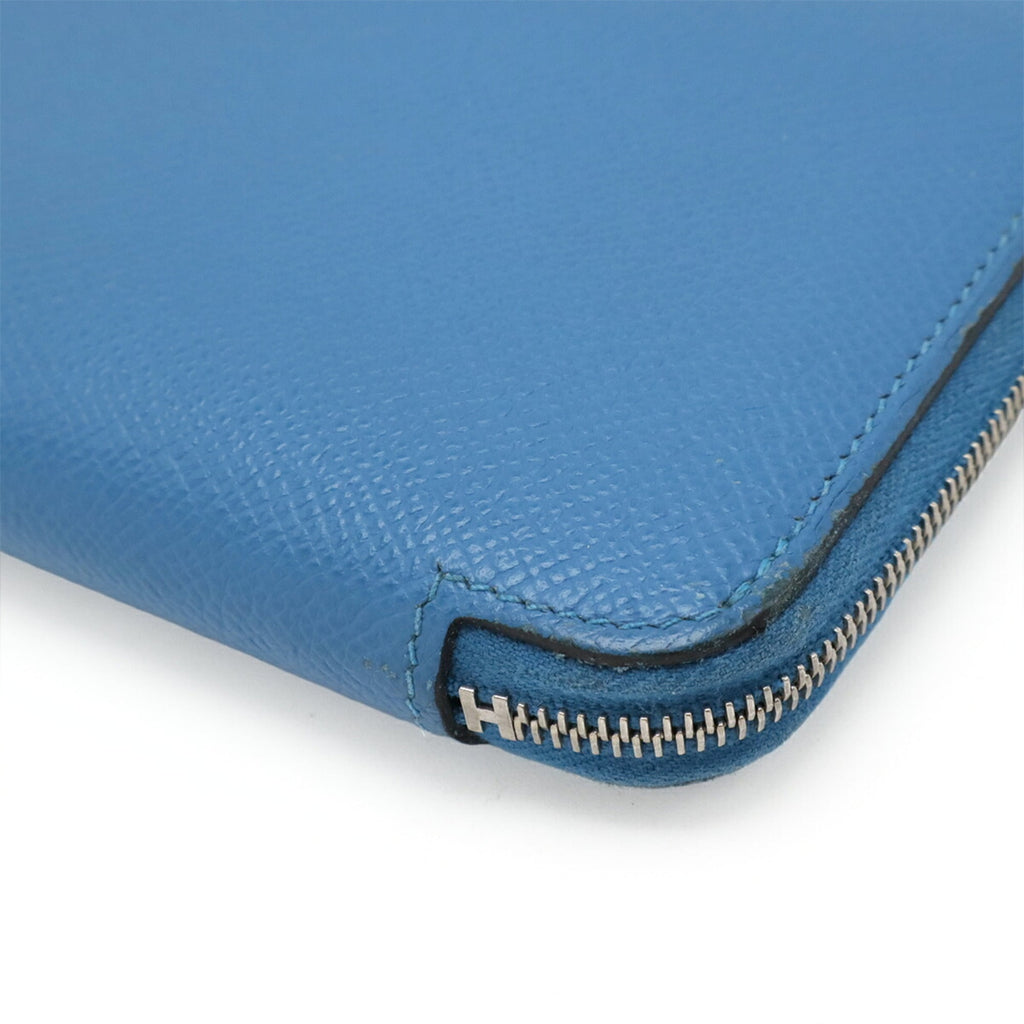 Hermes Silk'in Blue Epsom Leather Silk Long Wallet (Bi-Fold) (Pre-Owned)