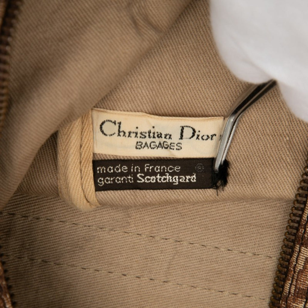 Christian Dior Brown Canvas Leather Boston Bag Handbag (Pre-Owned)