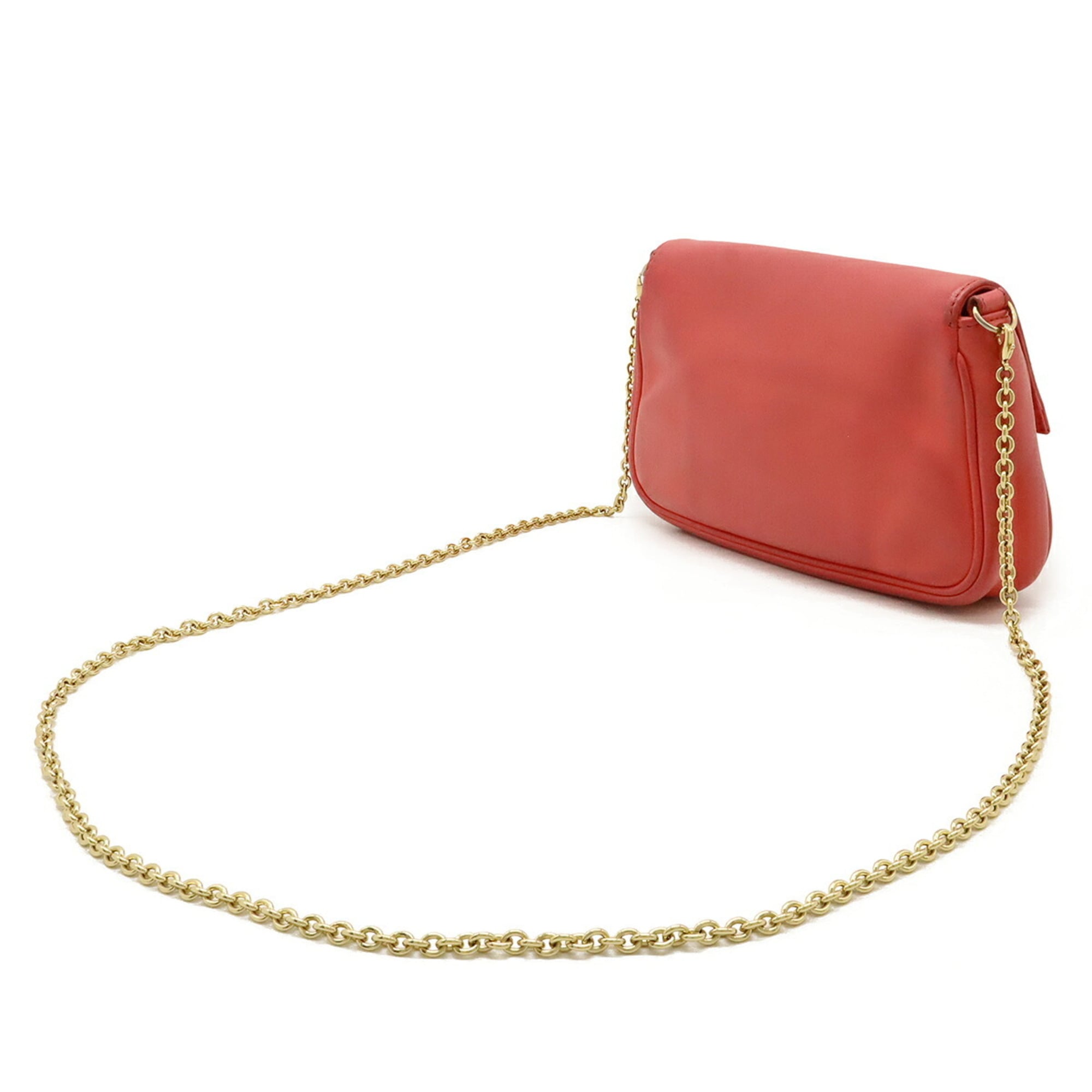 Fendi Pink Leather Clutch Bag Shoulder Bag (Pre-Owned)