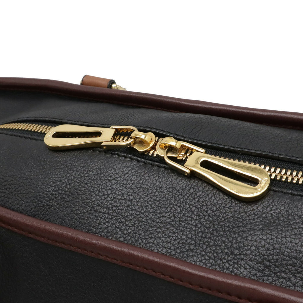 Loewe Black Brown Leather Boston Bag Handbag (Pre-Owned)