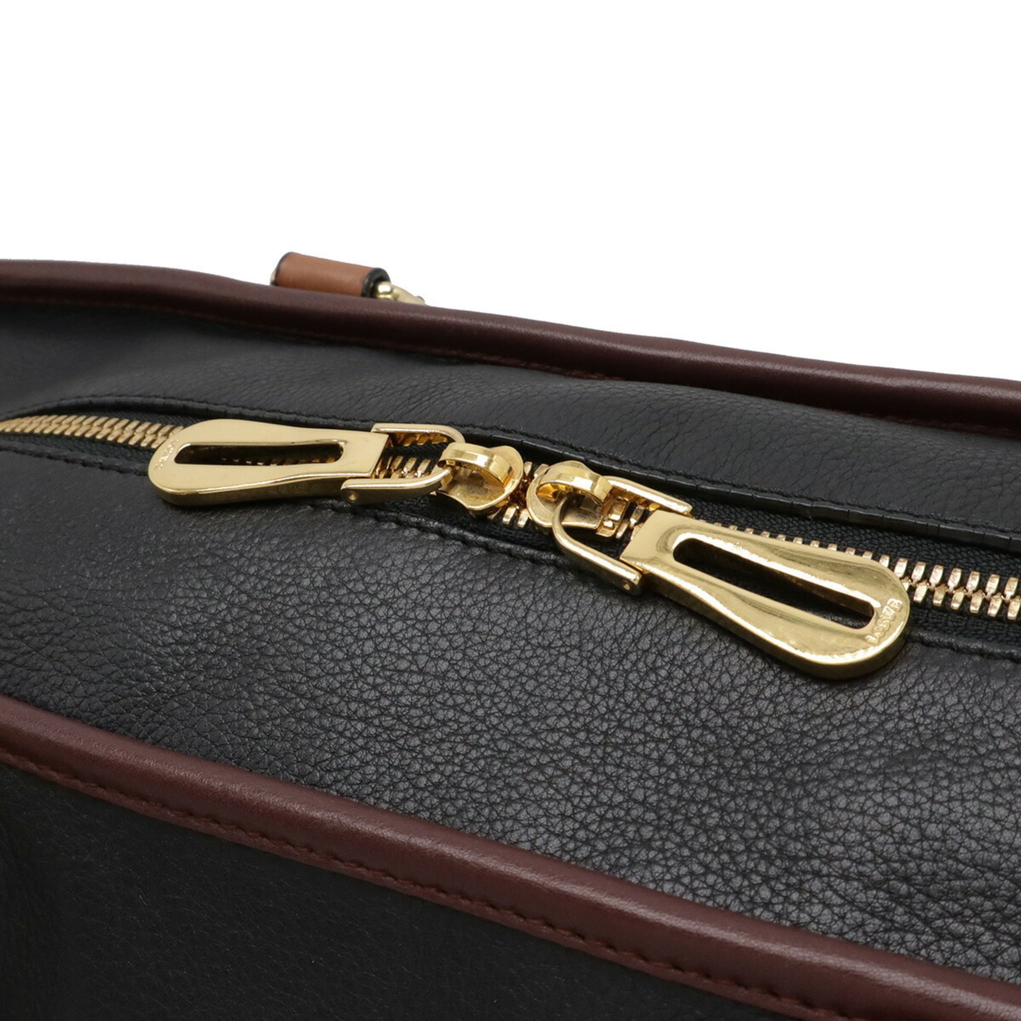 Loewe Black Brown Leather Boston Bag Handbag (Pre-Owned)