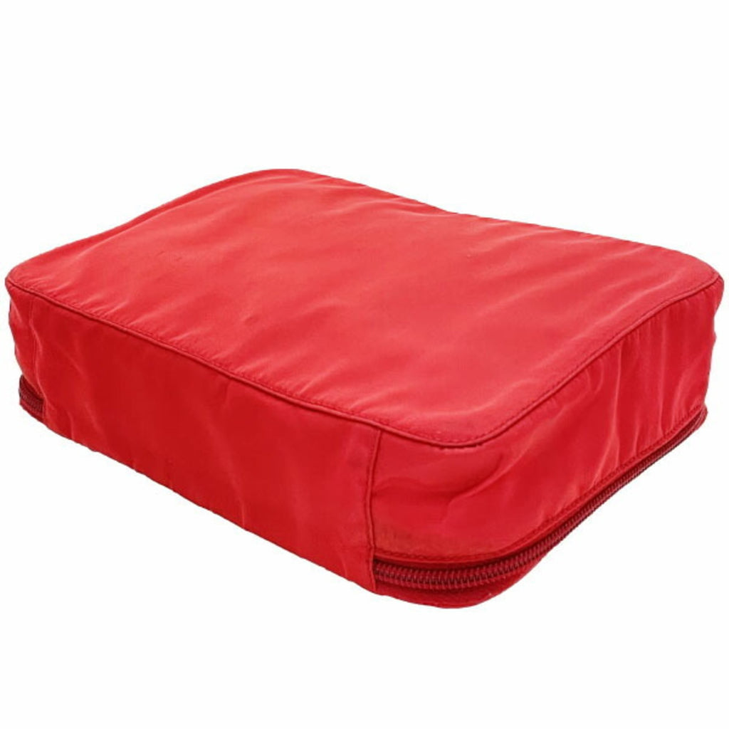Prada Red Color Nylon Wash Bag (Pre-Owned)