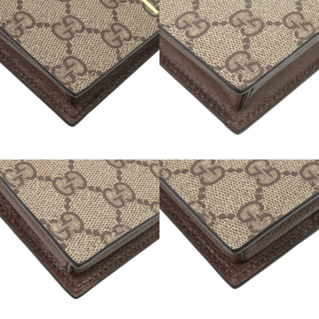 Gucci Beige Brown Multi-Color Gg Supreme Chain/Shoulder Wallet (Pre-Owned)
