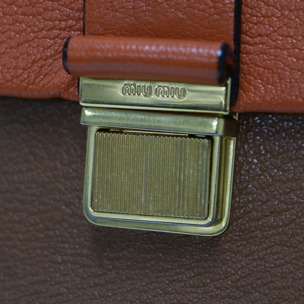 Miu Miu Brown Orange Leather Handbag Shoulder Bag (Pre-Owned)