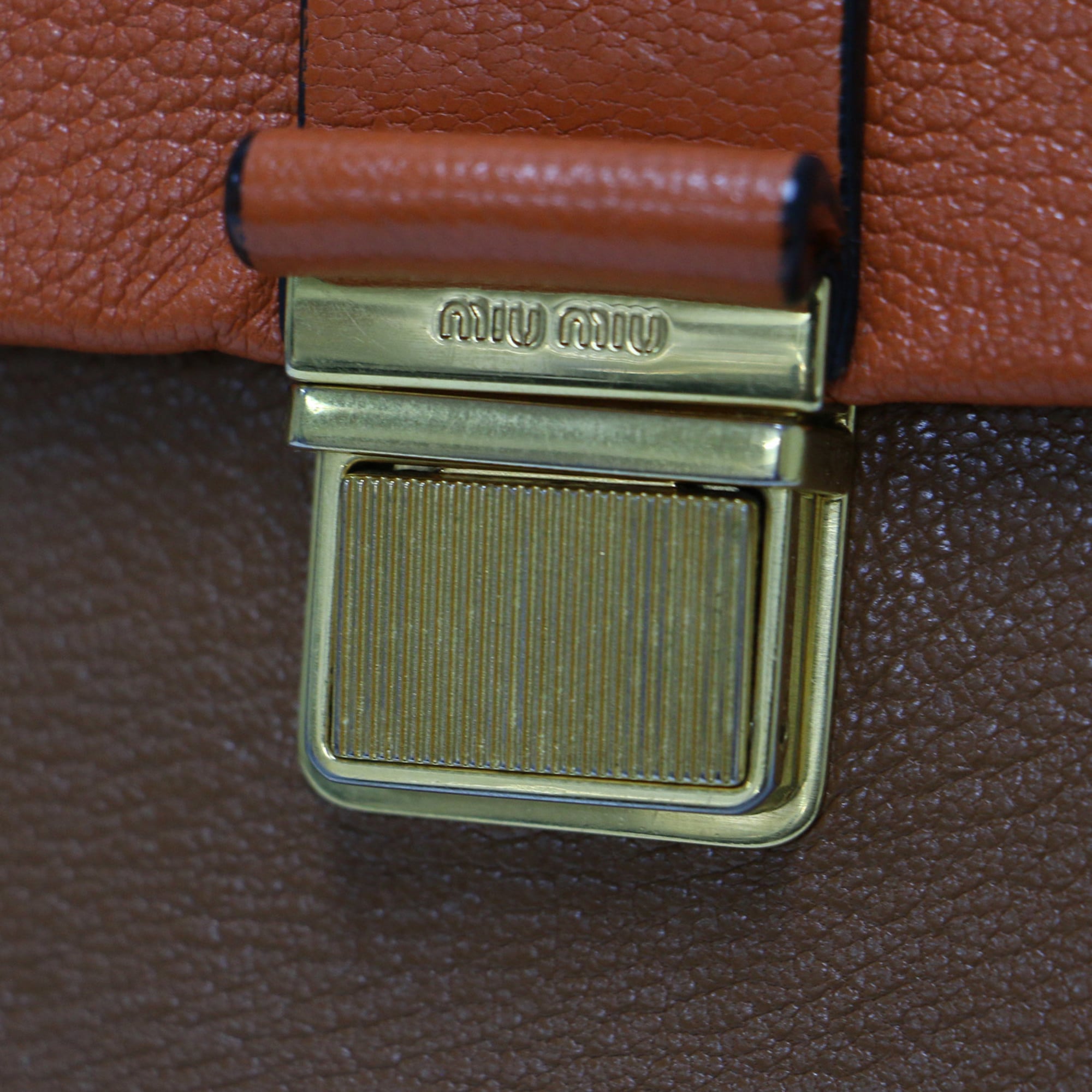 Miu Miu Brown Orange Leather Handbag Shoulder Bag (Pre-Owned)