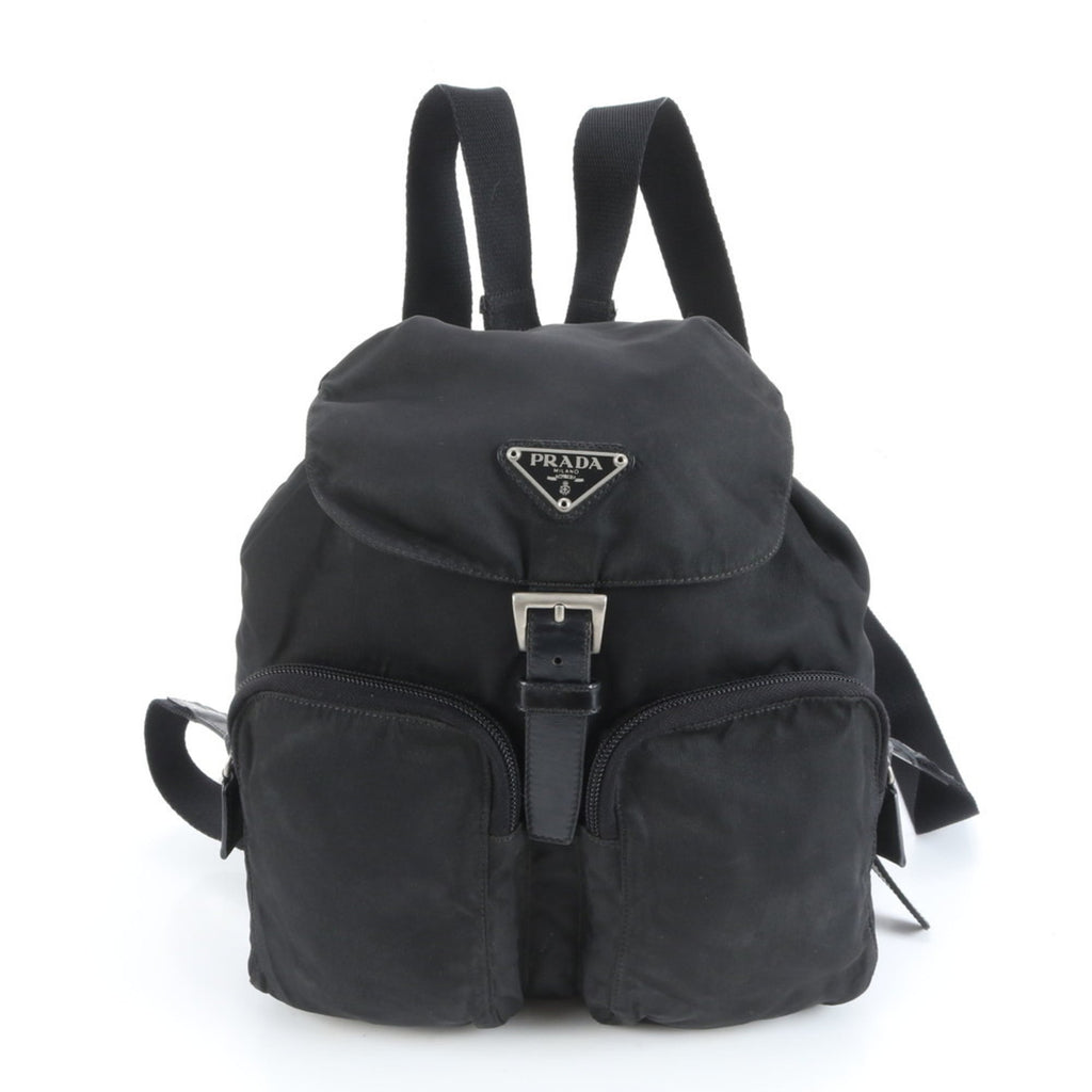 Prada Black Leather Nylon Backpack (Pre-Owned)