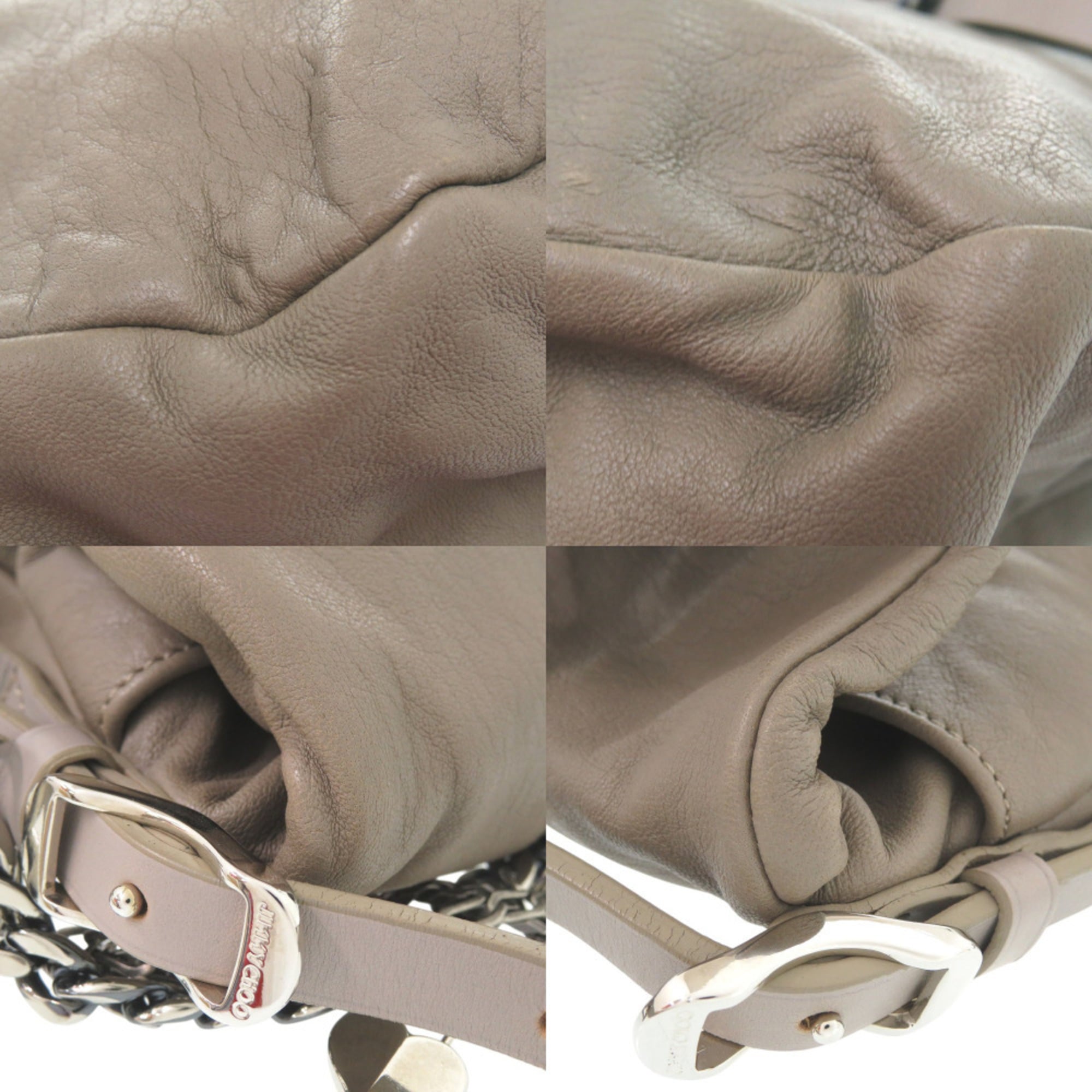 Jimmy Choo Gray Leather Shoulder Bag (Pre-Owned)