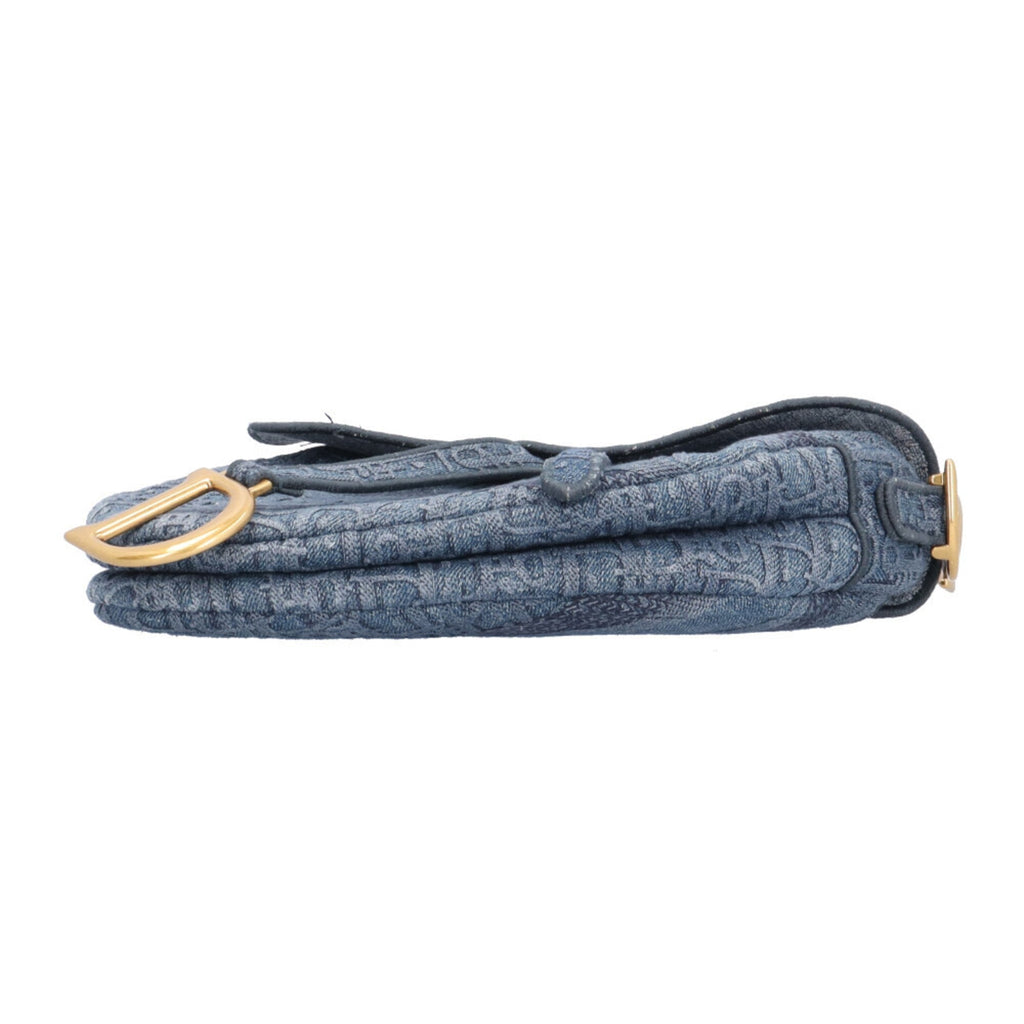 Christian Dior Blue Denim Saddle Bag Shoulder Bag (Pre-Owned)