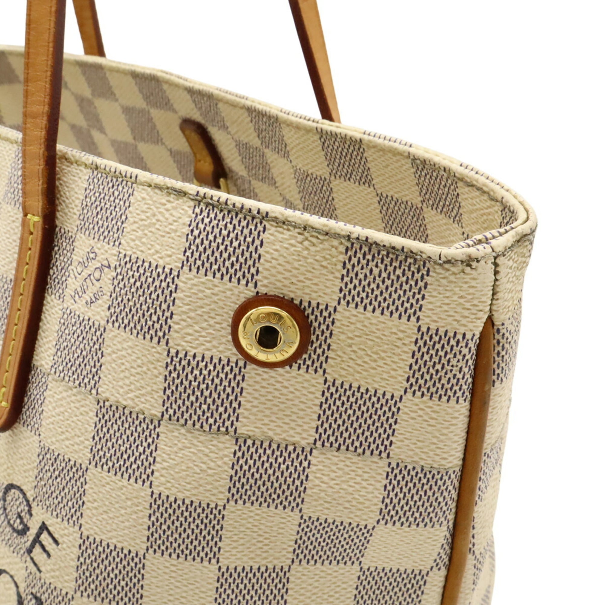 Louis Vuitton Ivory White Damier Azur Pvc Shoulder Bag Tote Bag (Pre-Owned)