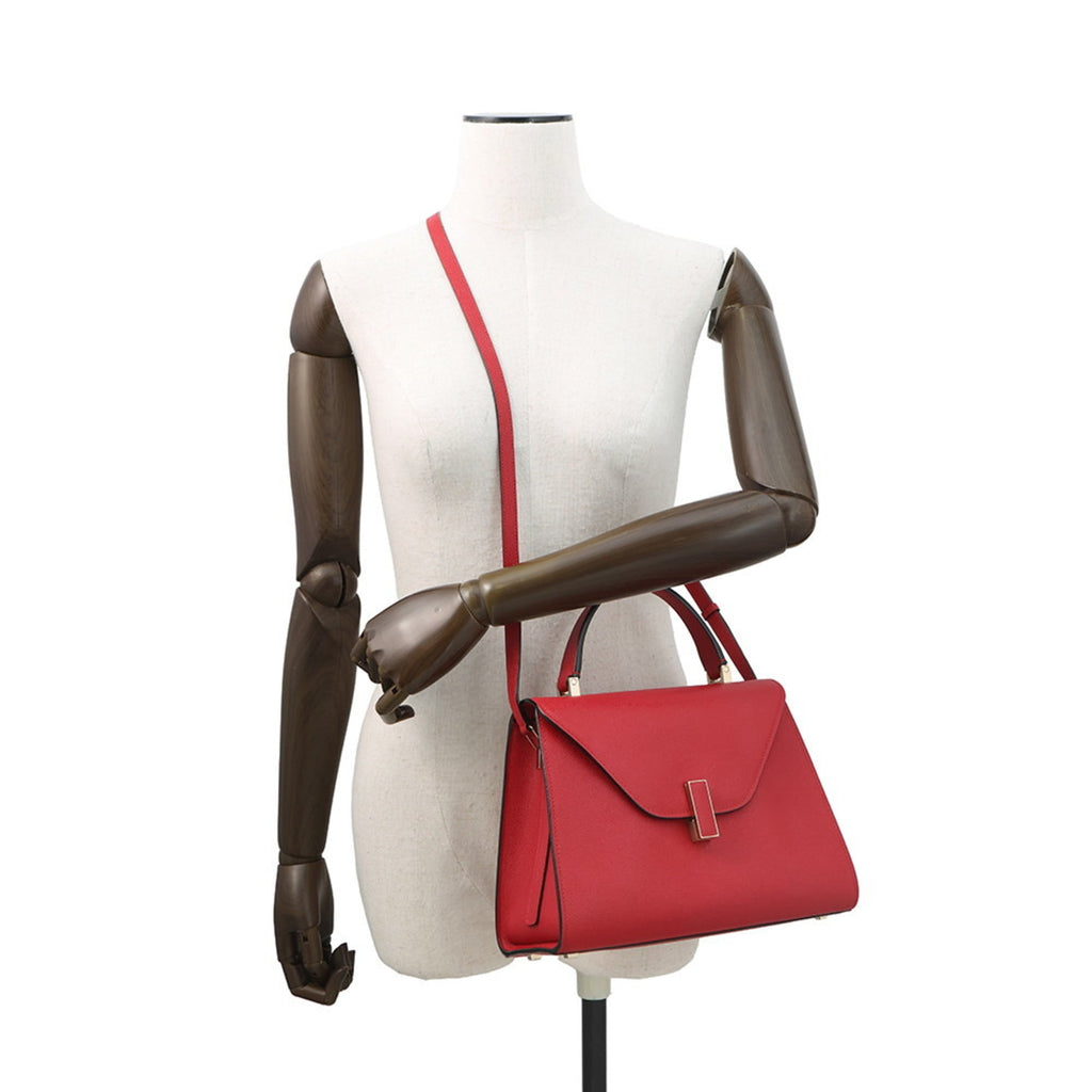 Valextra Pink Red Color Leather Handbag (Pre-Owned)