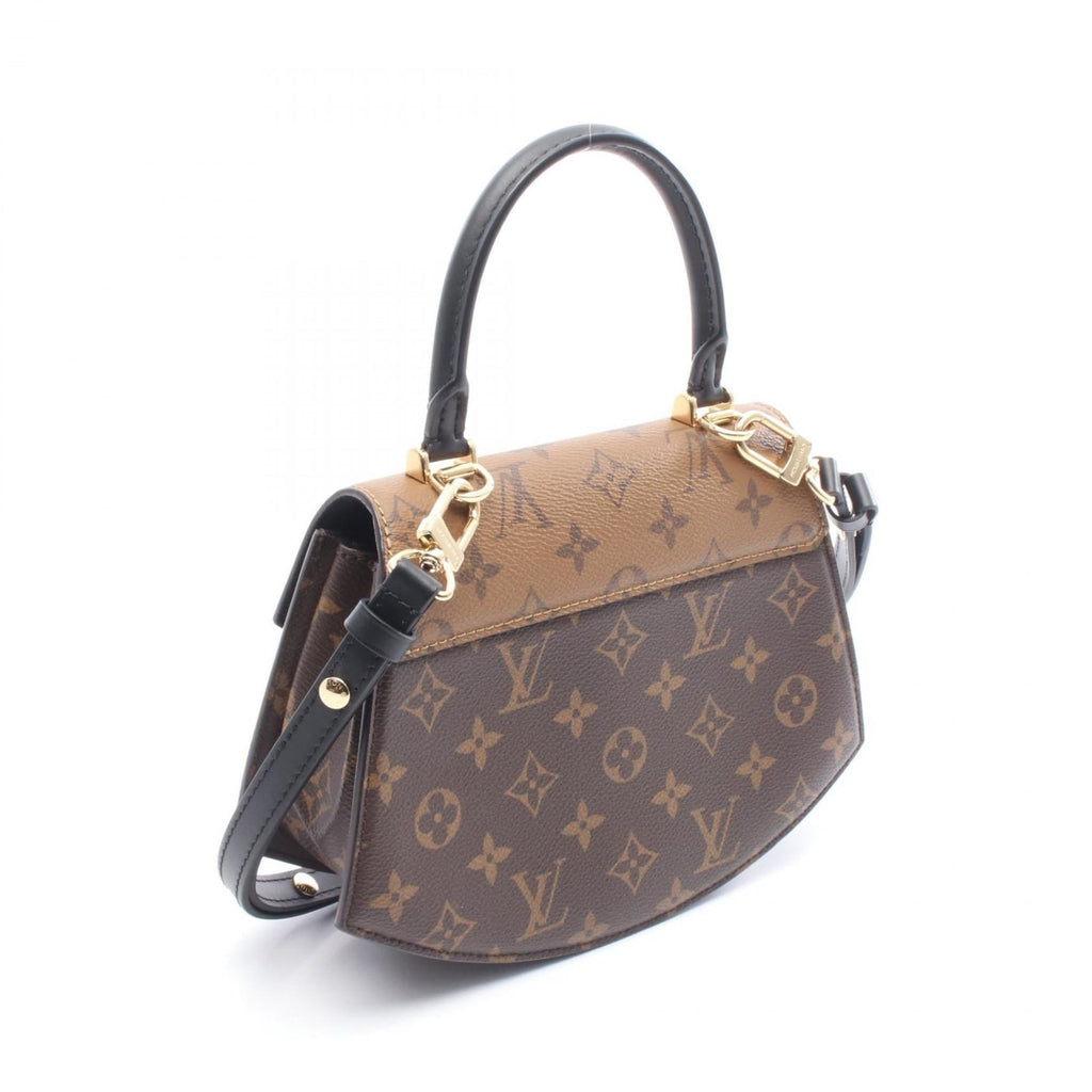 Louis Vuitton Black Brown Monogram Reverse Coated Canvas Leather Handbag (Pre-Owned)