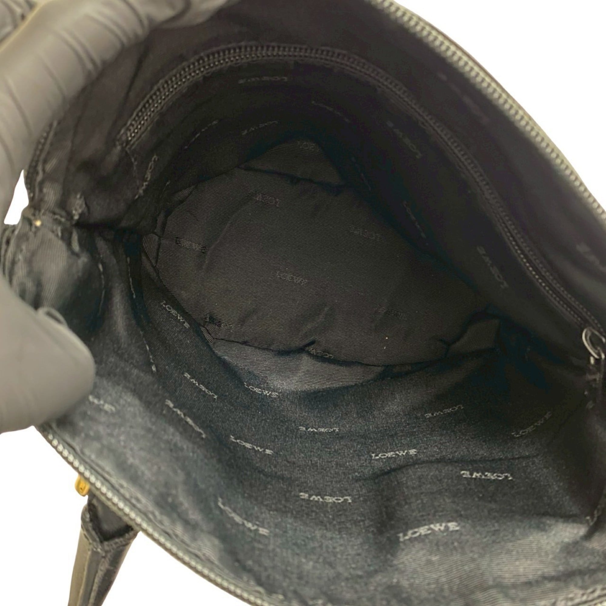 Loewe Black Leather Handbag Shoulder Bag Tote Bag (Pre-Owned)