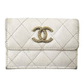 Chanel White Grained Calfskin Wallet (Tri-Fold) (Pre-Owned)