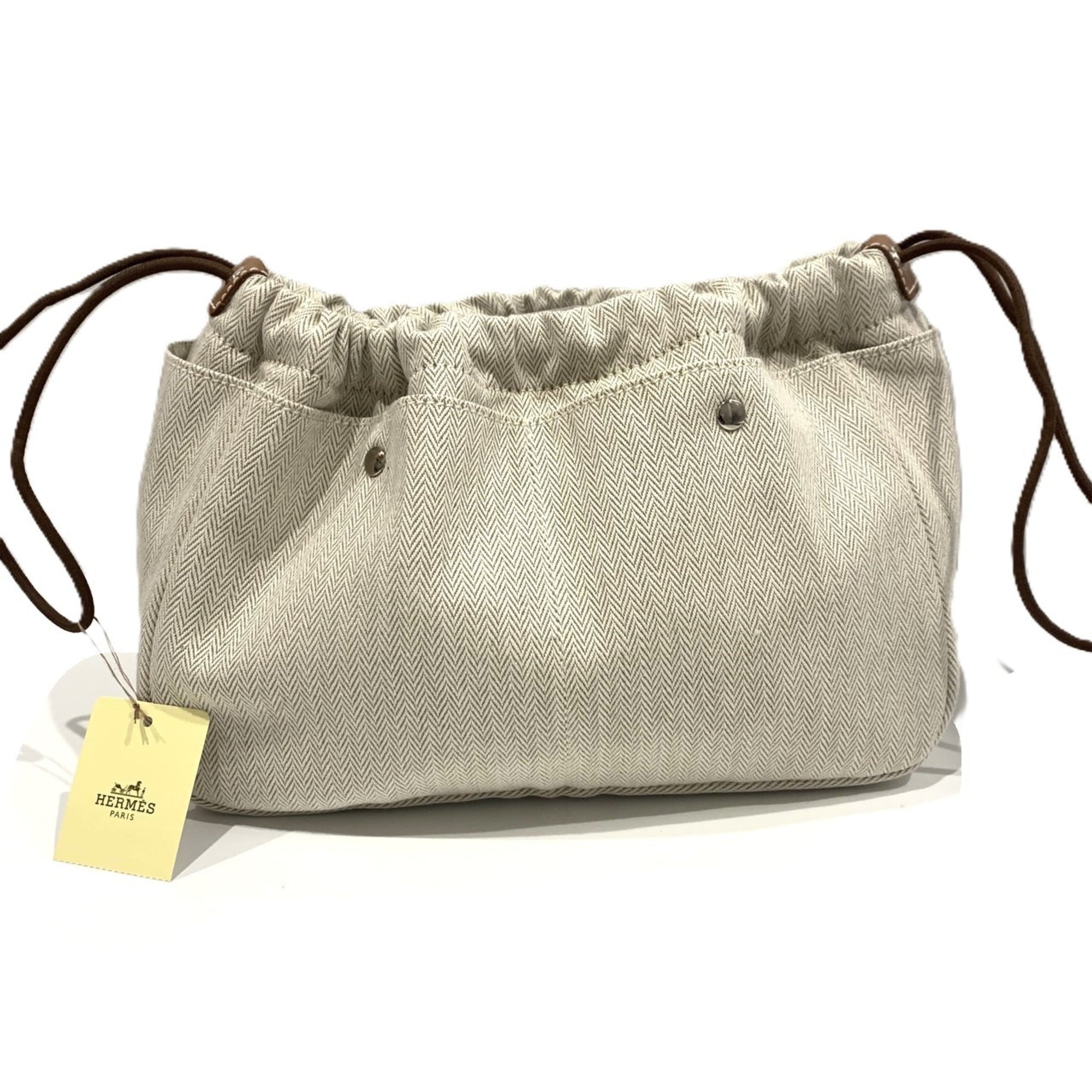Hermes Beige Toile Chevron Pouch (Pre-Owned)