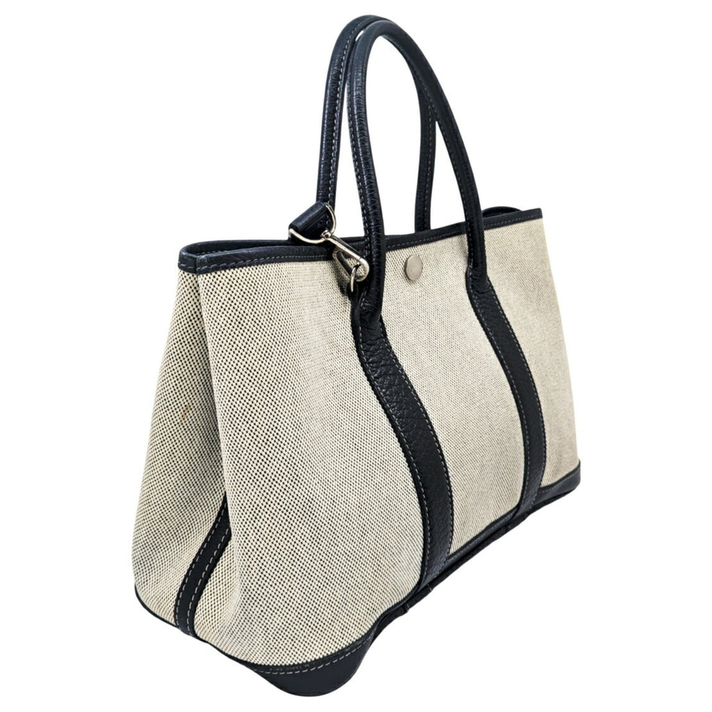 Hermes Black Canvas Leather Shoulder Bag (Pre-Owned)