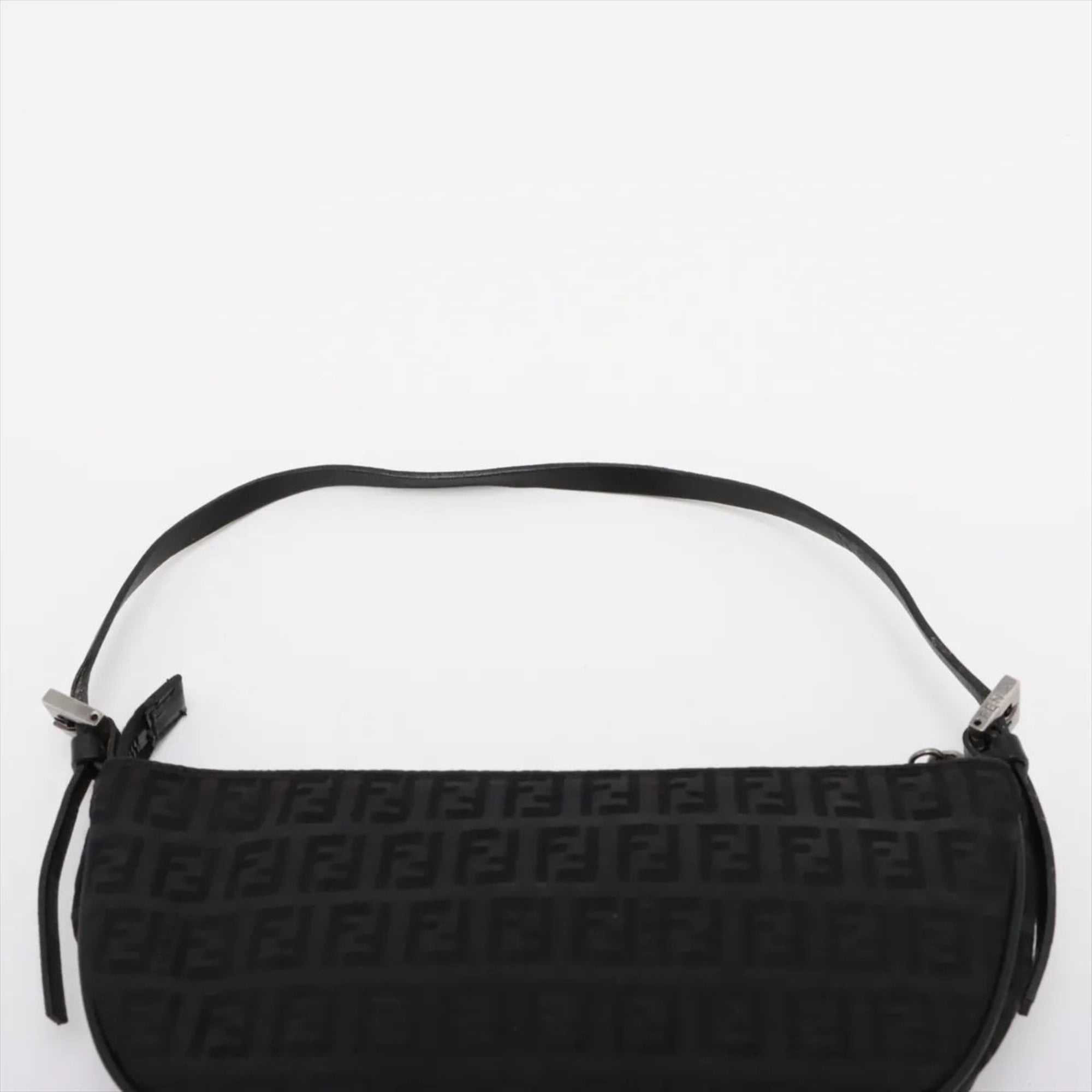 Fendi Black Leather Canvas Handbag (Pre-Owned)