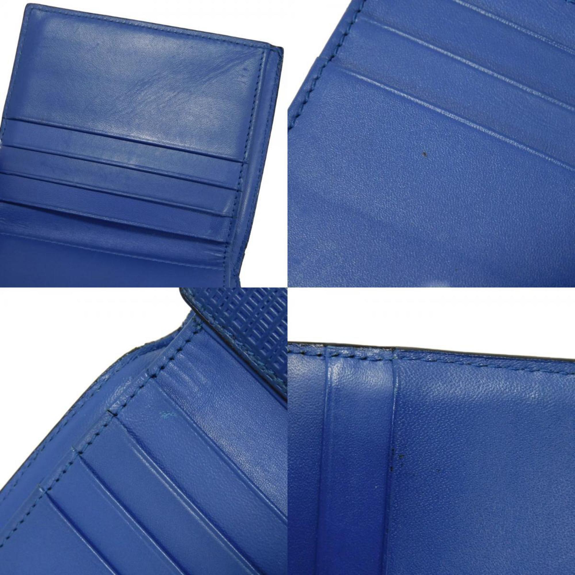 Loewe Linen Blue Leather Wallet (Tri-Fold) (Pre-Owned)