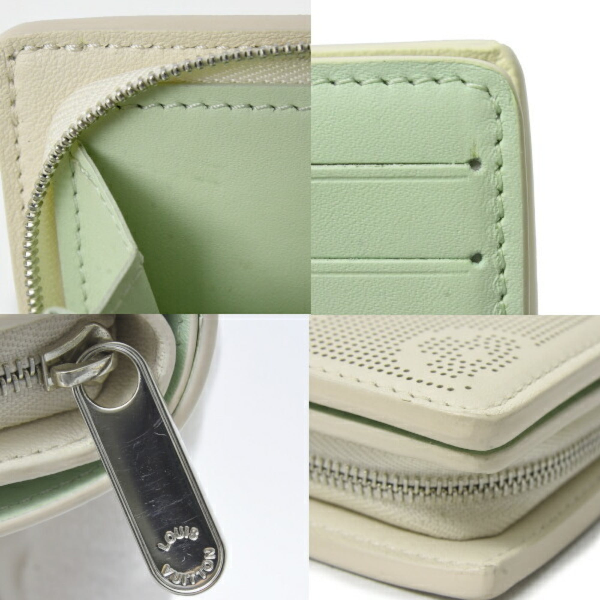 Louis Vuitton Beige Green Mahina Leather Wallet (Bi-Fold) (Pre-Owned)