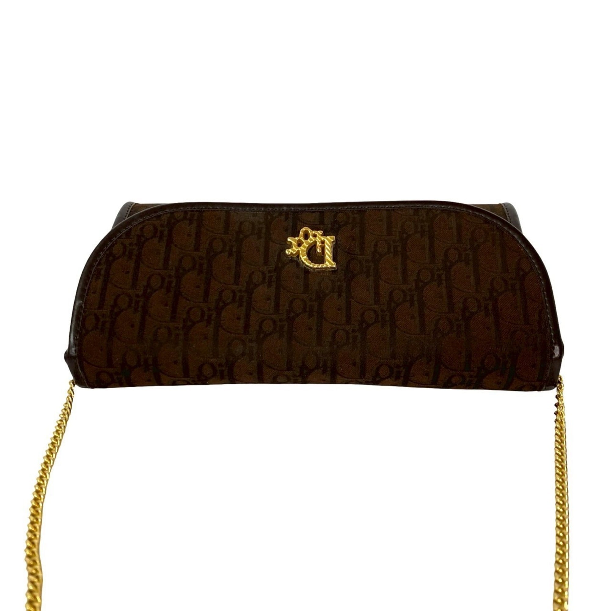 Christian Dior Brown Canvas Leather Pochette Shoulder Bag (Pre-Owned)