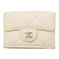 Chanel White Grained Calfskin Wallet (Tri-Fold) (Pre-Owned)