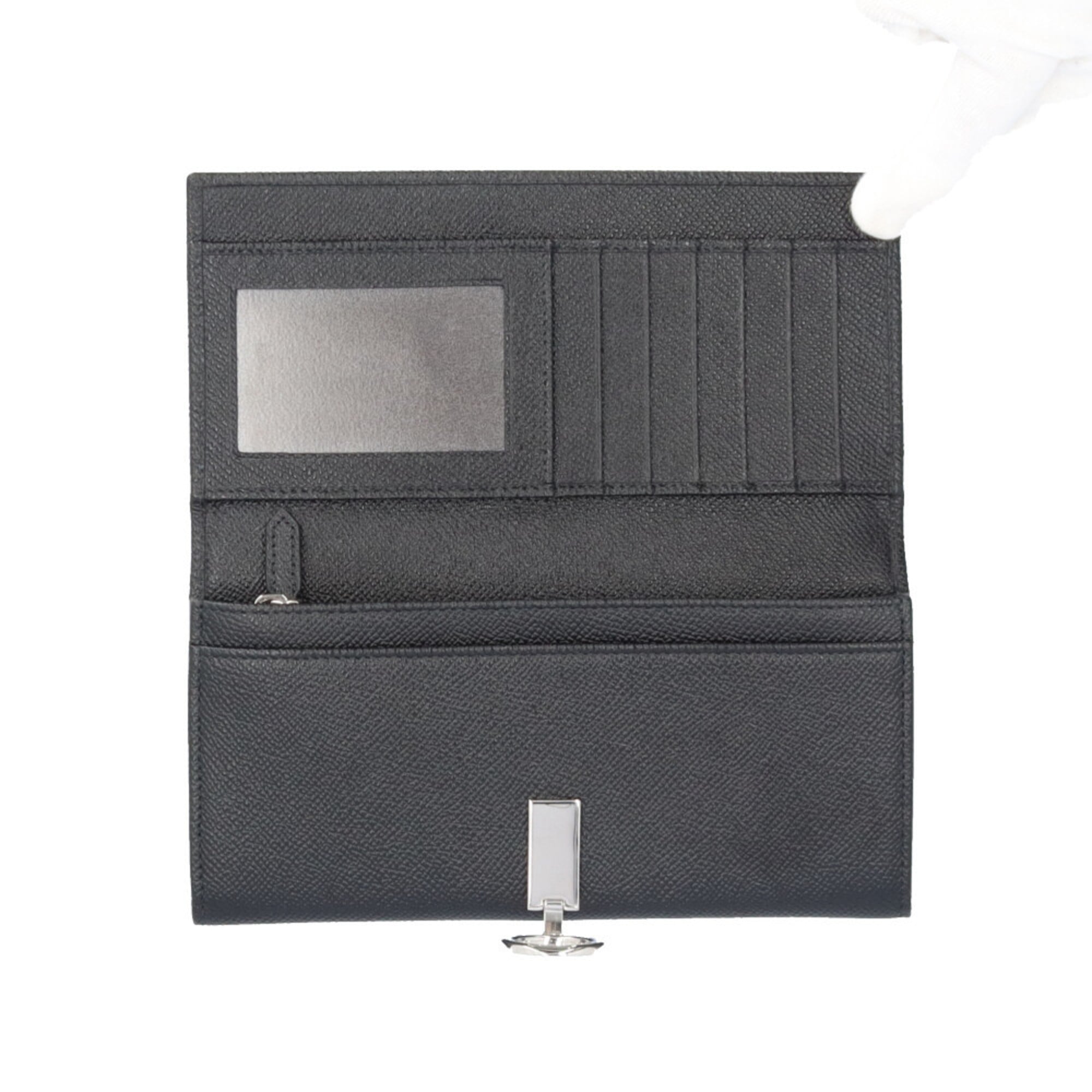 Bvlgari Black Leather Long Wallet (Tri-Fold) (Pre-Owned)
