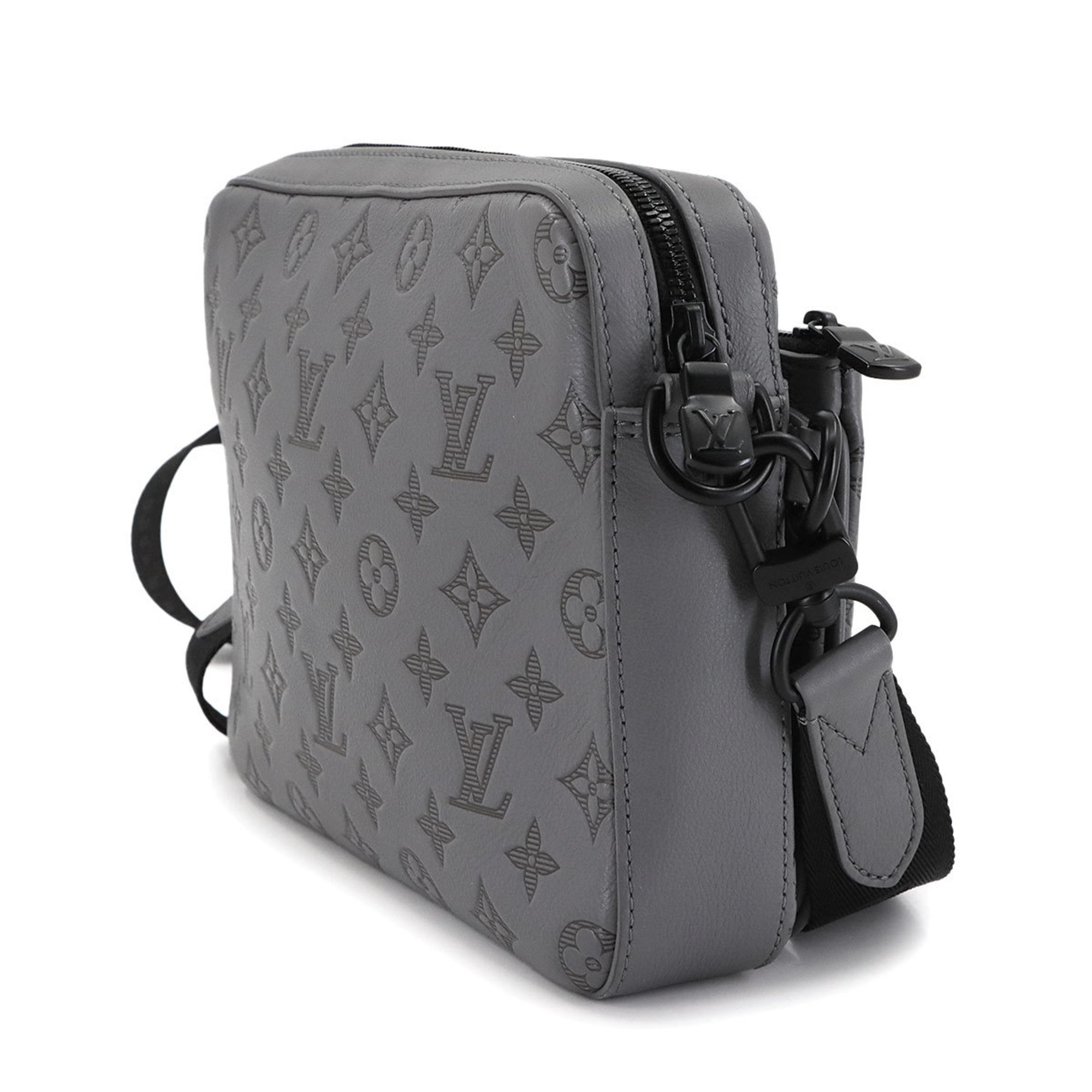 Louis Vuitton Black Gray Monogram Shadow Messenger Bag Shoulder Bag (Pre-Owned)