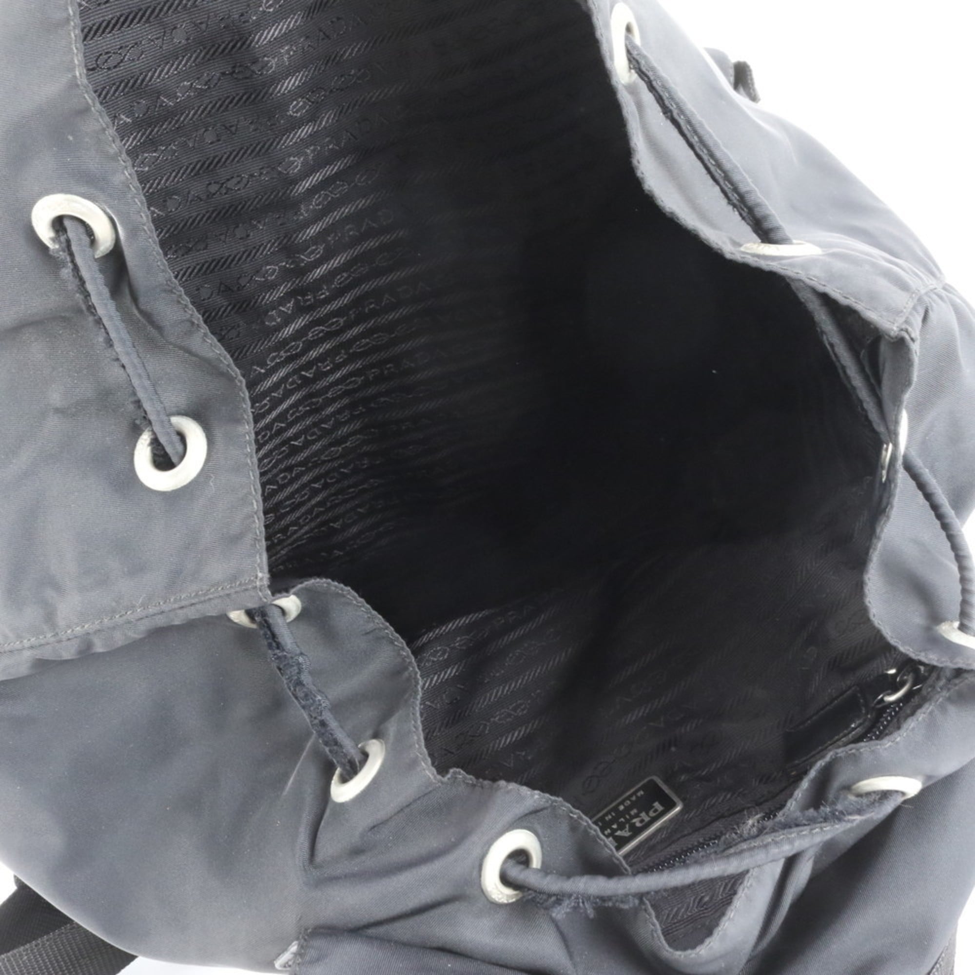 Prada Black Leather Nylon Backpack Shoulder Bag (Pre-Owned)