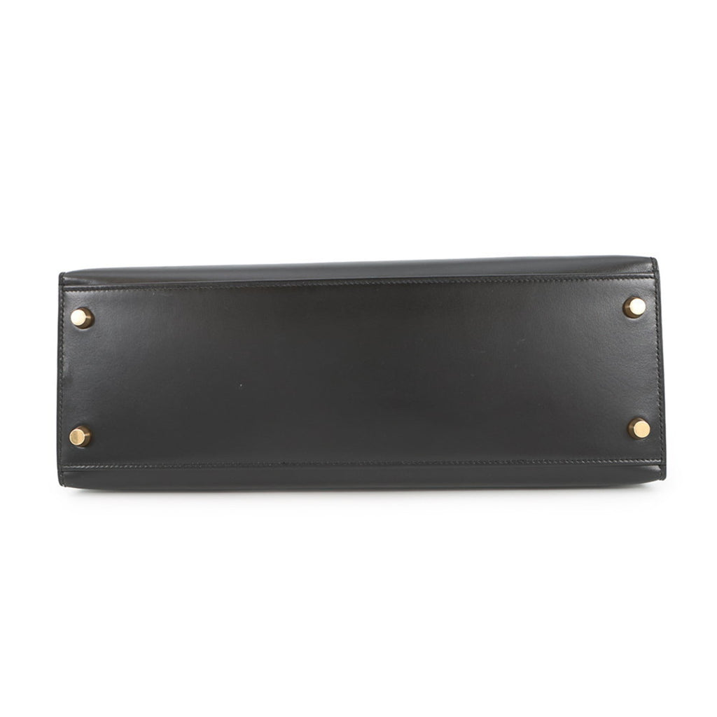 Hermes Kelly Black Box Calf Leather Handbag (Pre-Owned)