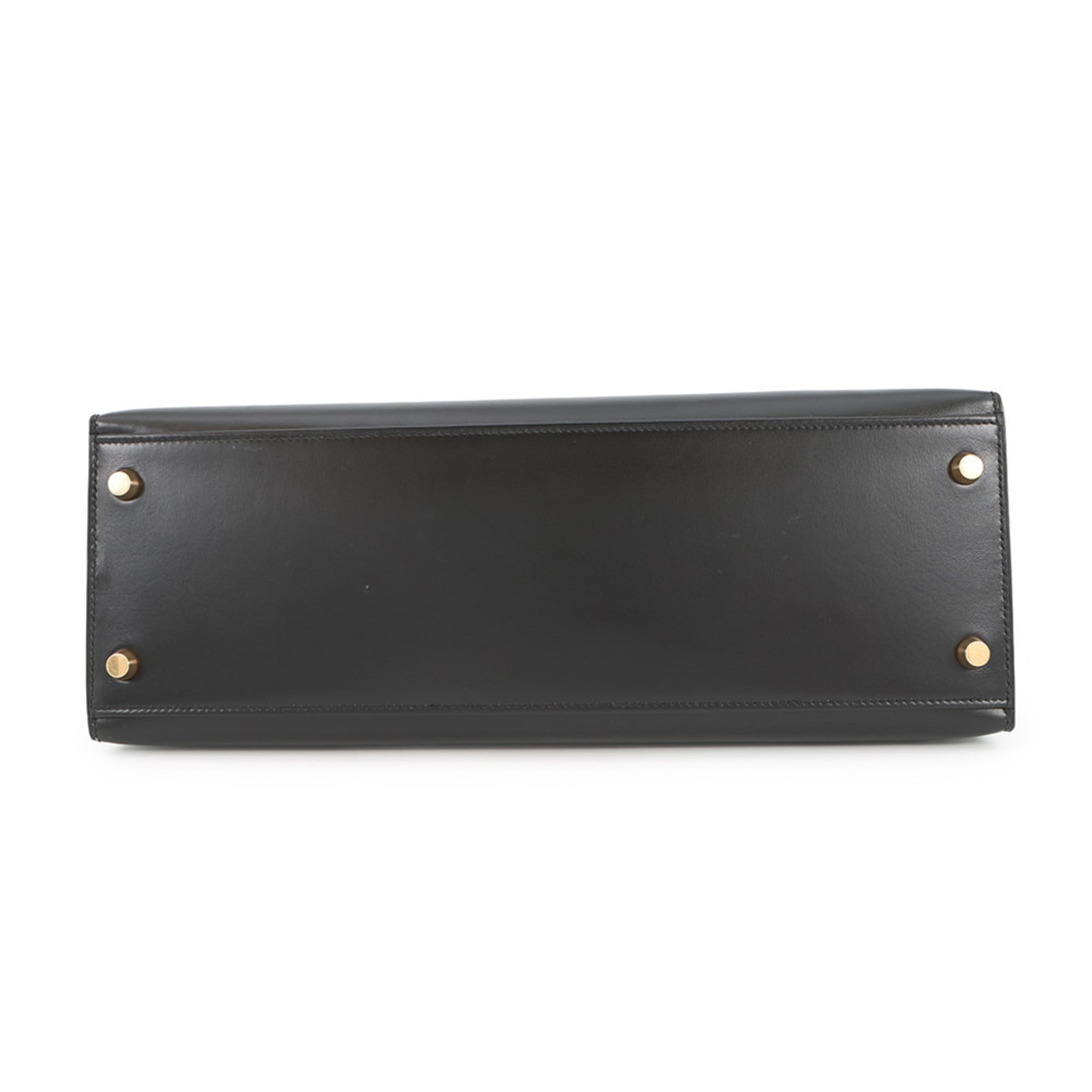 Hermes Kelly Black Box Calf Leather Handbag (Pre-Owned)