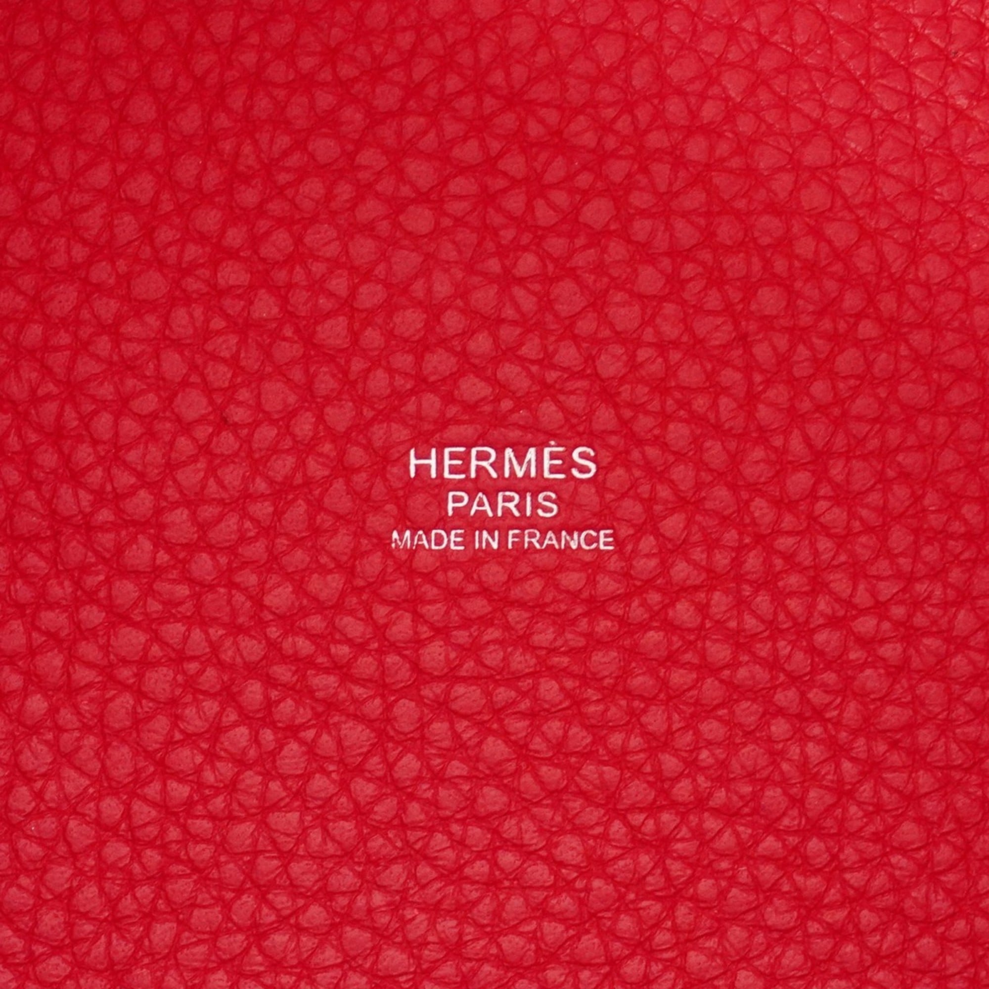 Hermes Silver Taurillon Clemence Leather Handbag (Pre-Owned)