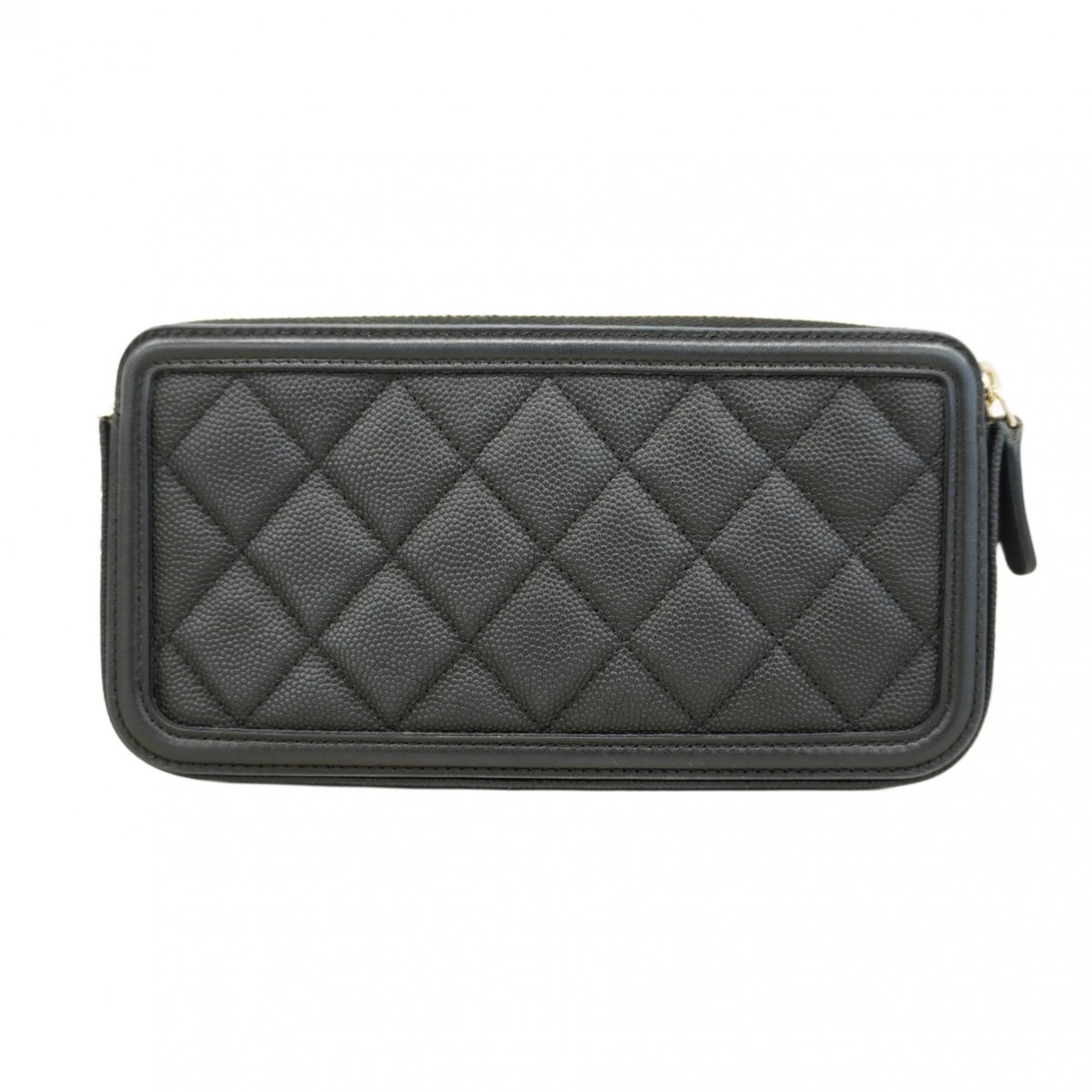 Chanel Black Grained Calfskin Chain/Shoulder Wallet (Pre-Owned)