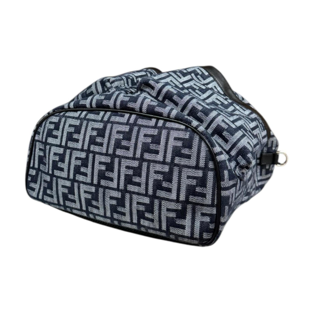 Fendi Black Navy Fabric Leather Backpack (Pre-Owned)