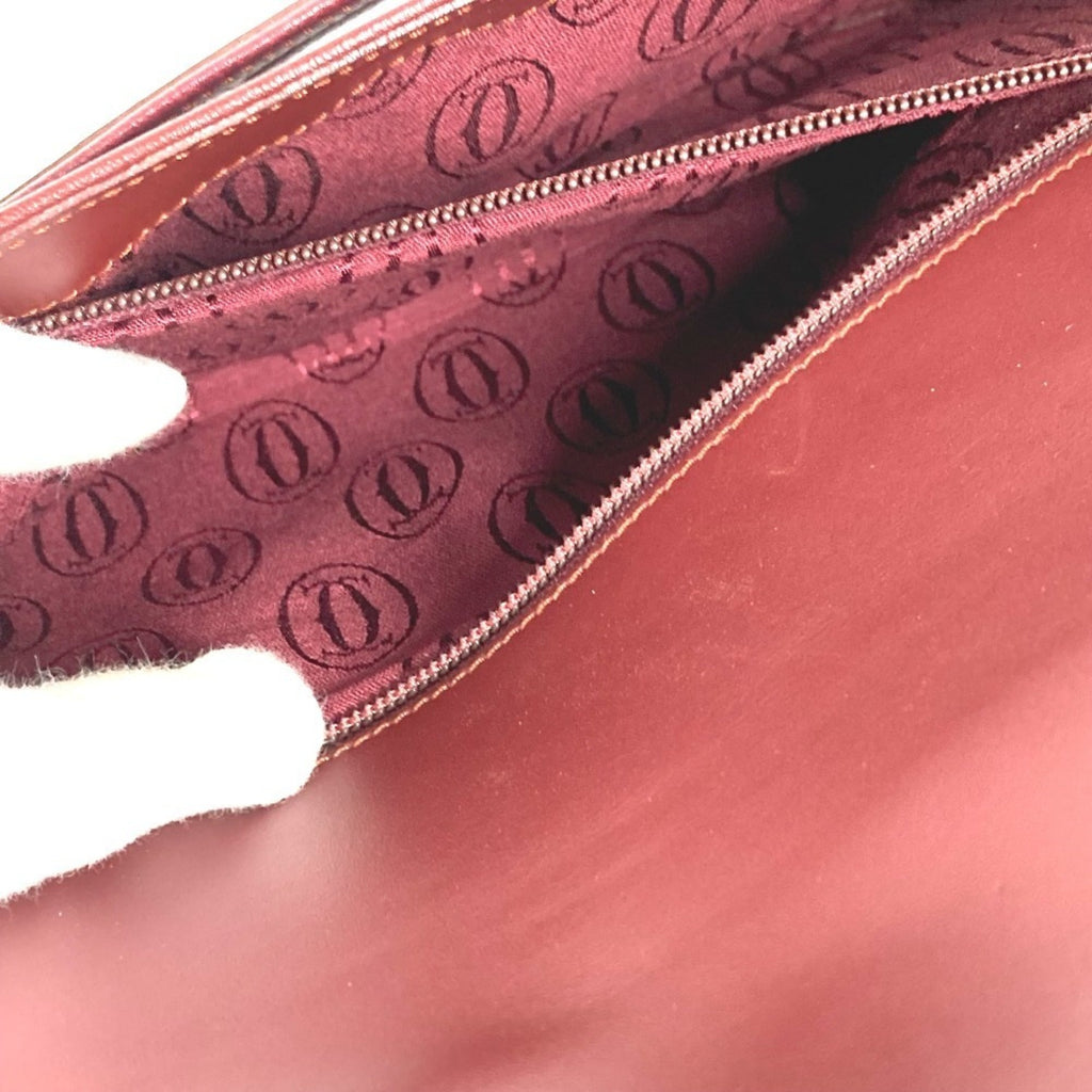 Cartier Must Wine Red Leather Clutch Bag Pouch (Pre-Owned)
