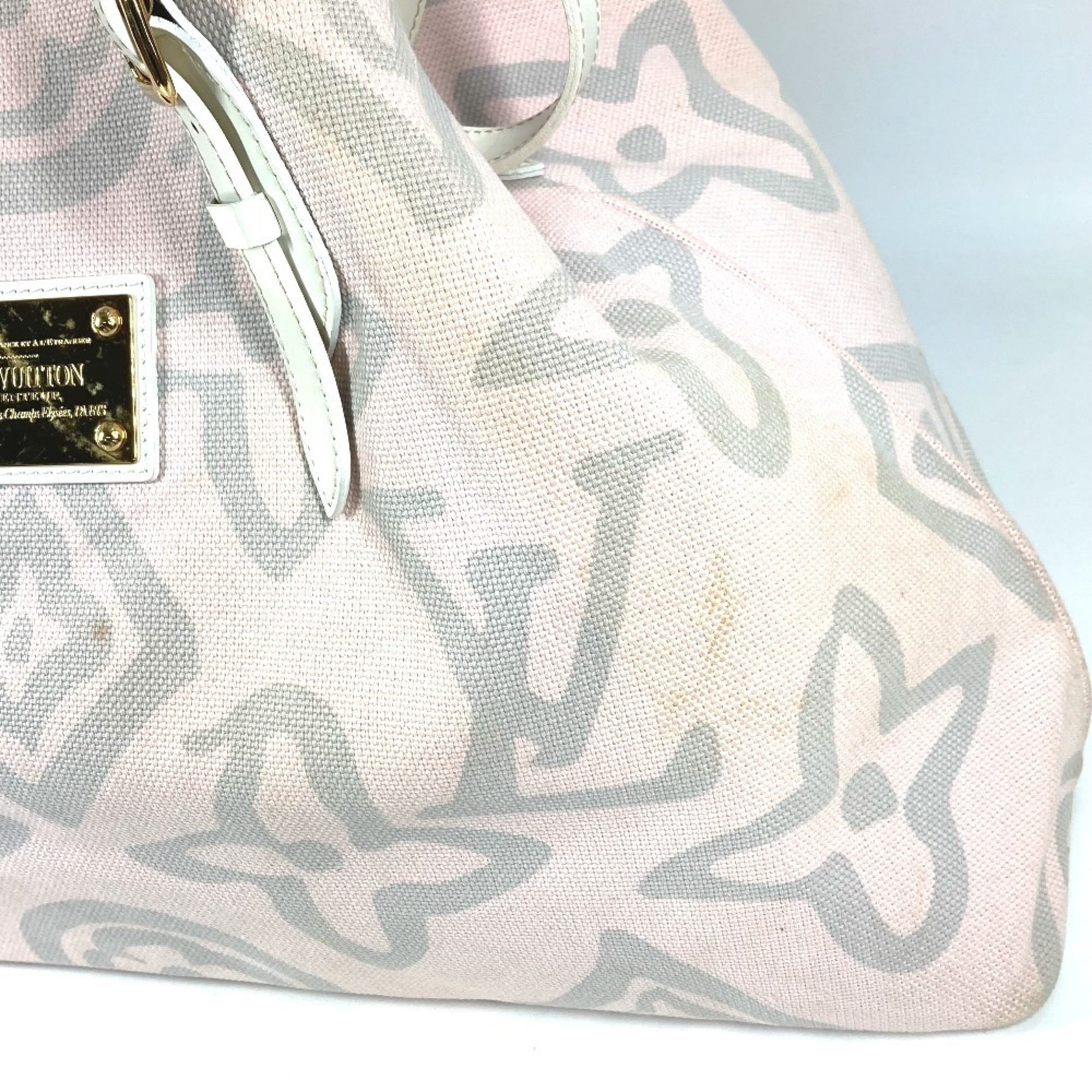Louis Vuitton Pink Canvas Leather Boston Bag Shoulder Bag Tote Bag (Pre-Owned)