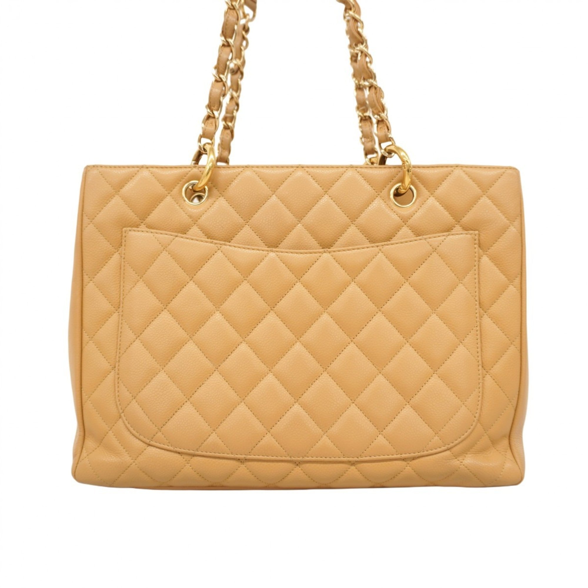 Chanel Beige Grained Calfskin Shoulder Bag (Pre-Owned)
