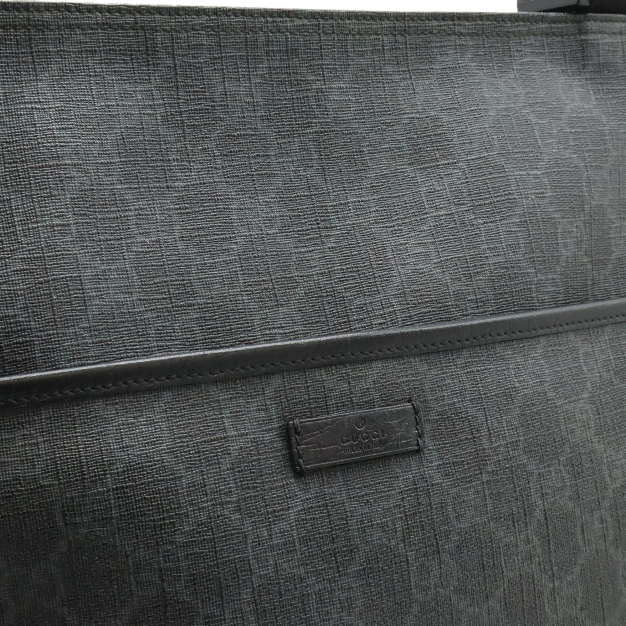 Gucci Gg Plus Black Gray Gg Supreme Leather Shoulder Bag (Pre-Owned)