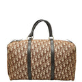 Christian Dior Brown Canvas Leather Boston Bag Handbag (Pre-Owned)