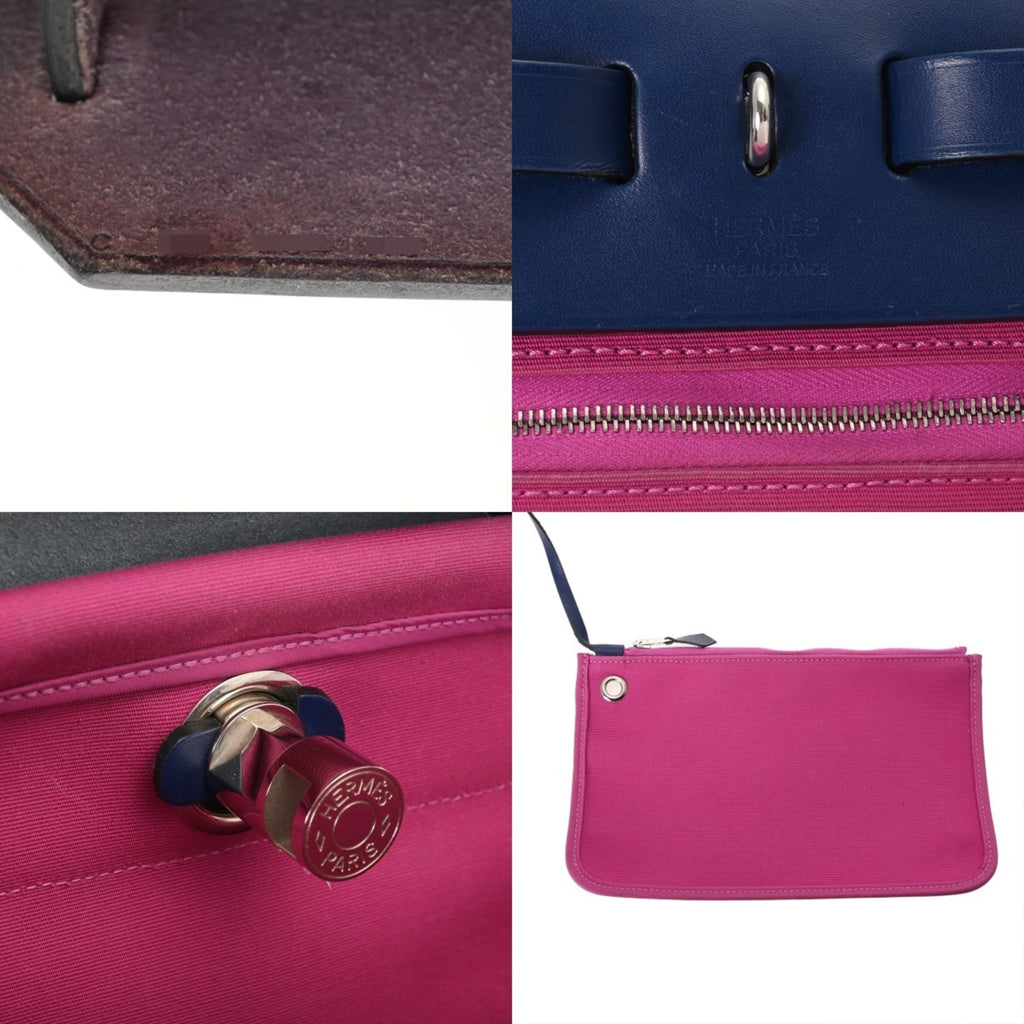 Hermes Blue Pink Vache Leather Briefcase Handbag (Pre-Owned)