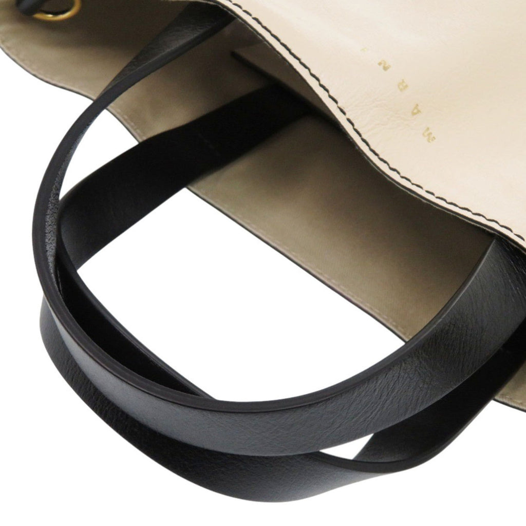 Marni Beige Black Purple Leather Tote Bag (Pre-Owned)