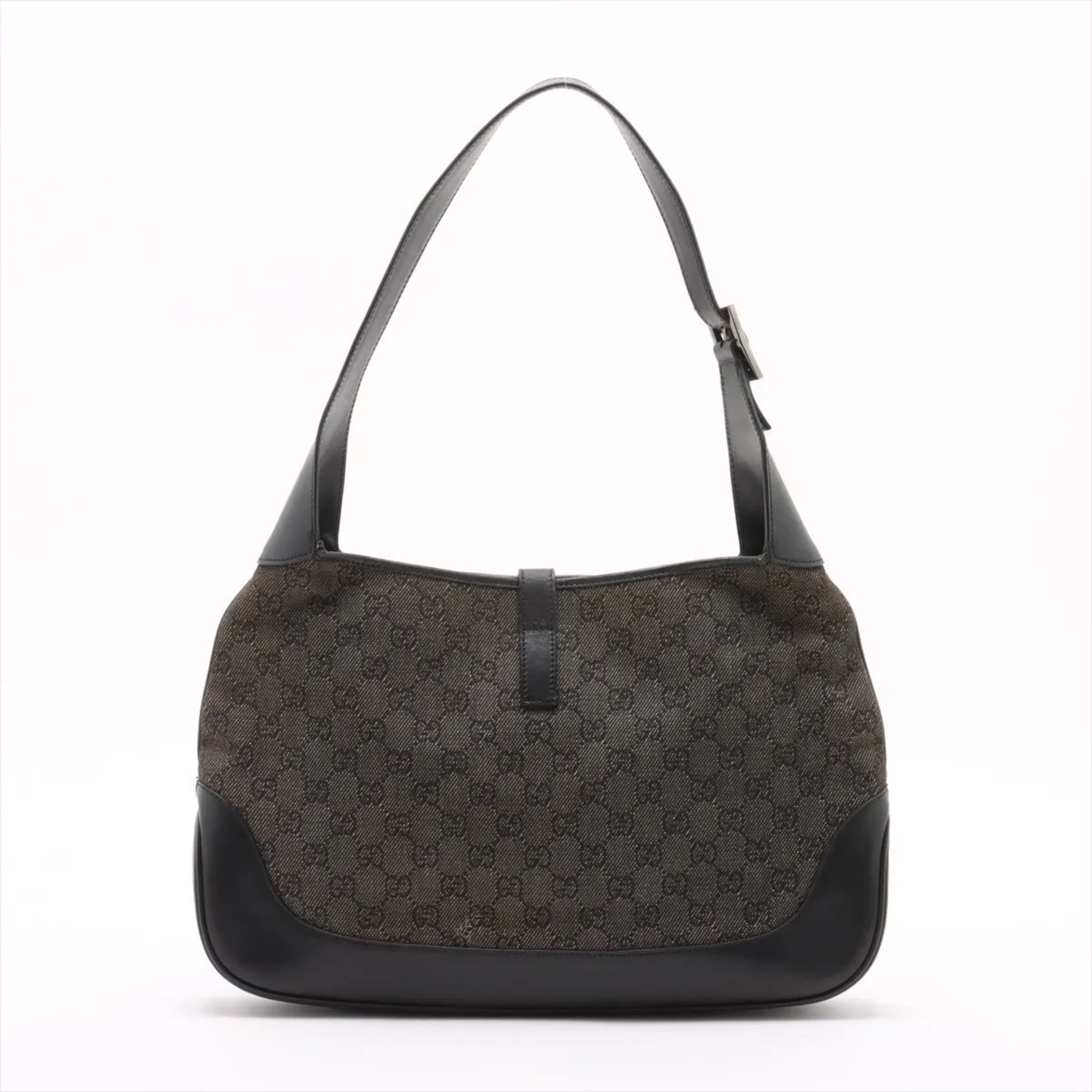 Gucci Black Leather Canvas Shoulder Bag (Pre-Owned)