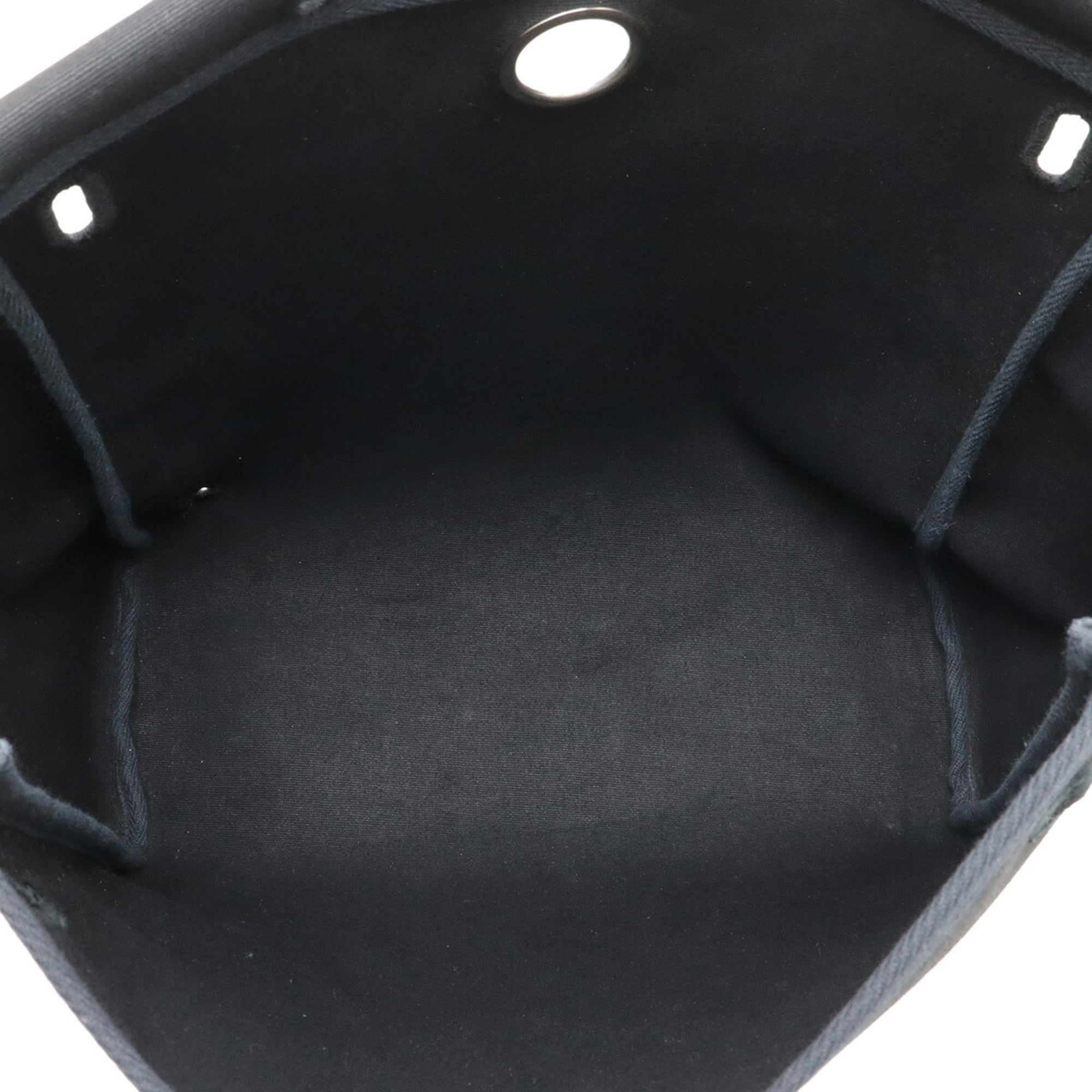 Hermes Her Bag Black Toile Officier Leather Backpack Handbag (Pre-Owned)